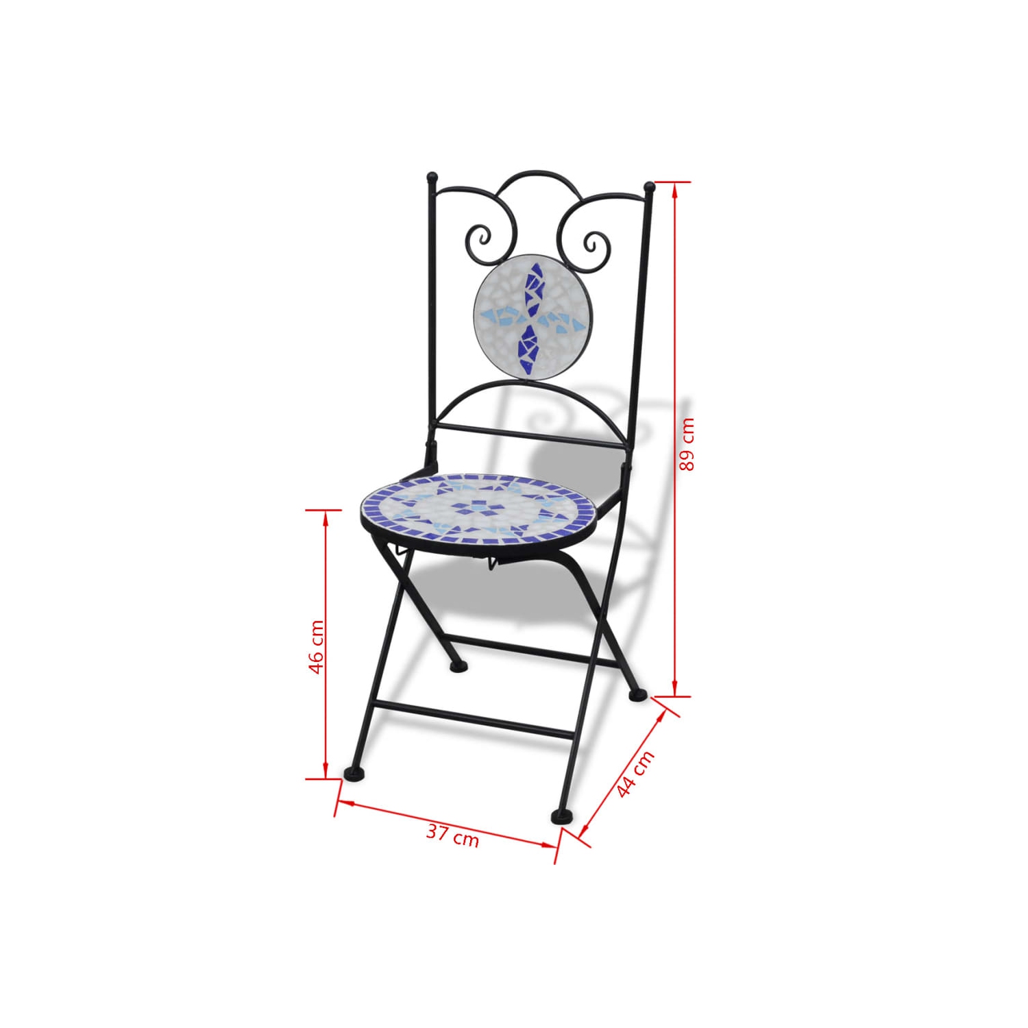 vidaXL Folding Bistro Chairs 2 pcs Ceramic Blue and White