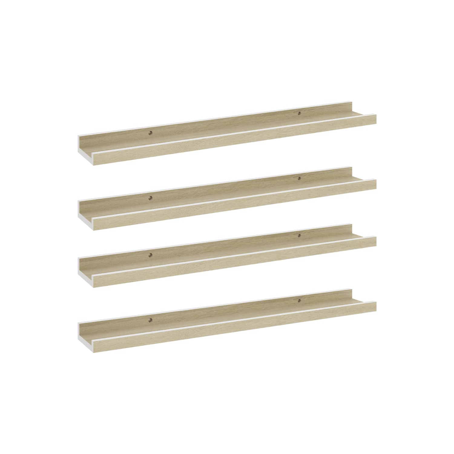 vidaXL Wall Shelves 4 pcs White and Sonoma Oak 23.6"x3.5"x1.2"