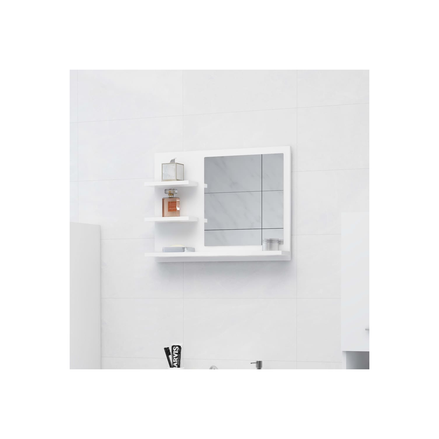 vidaXL Bathroom Mirror White 23.6"x4.1"x17.7" Chipboard
