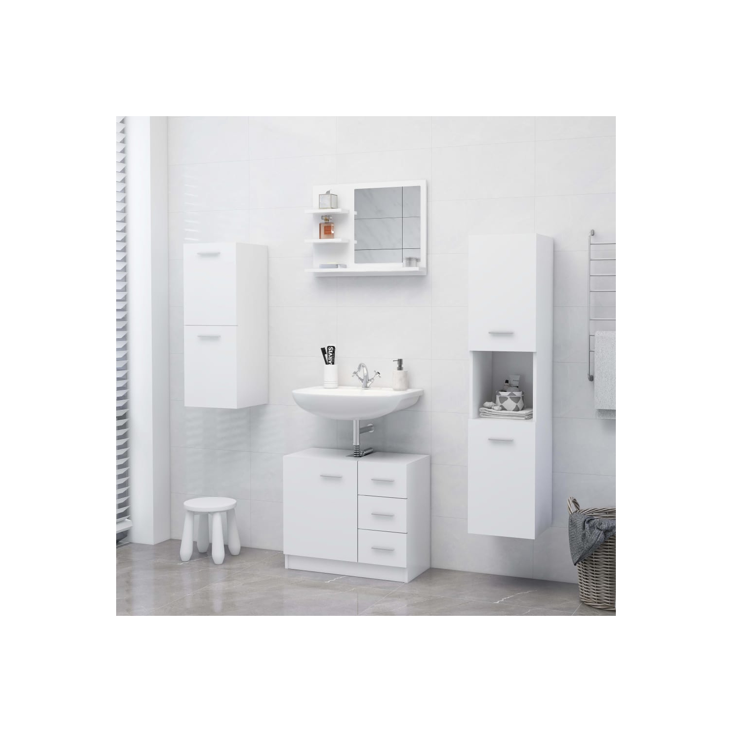 vidaXL Bathroom Mirror White 23.6"x4.1"x17.7" Chipboard