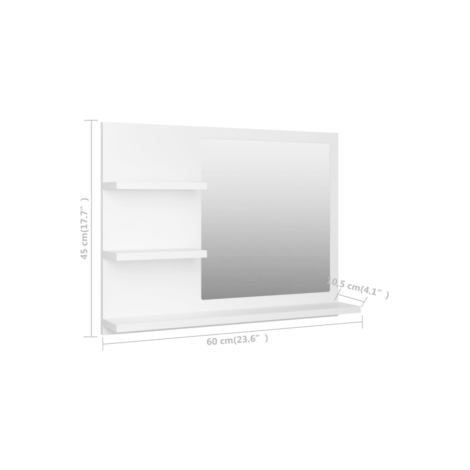 vidaXL Bathroom Mirror White 23.6"x4.1"x17.7" Chipboard