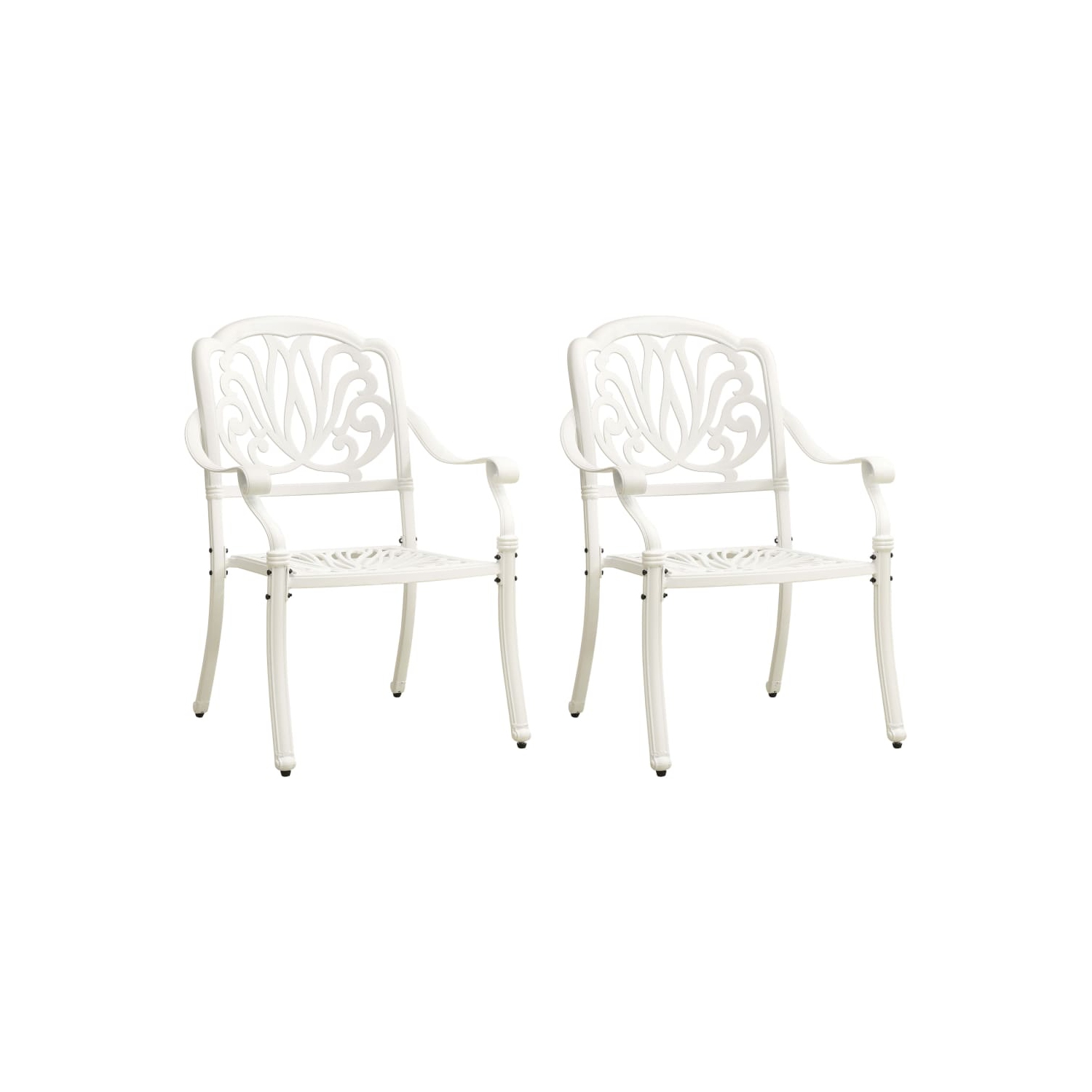 vidaXL Patio Chairs 2 pcs Cast Aluminum White
