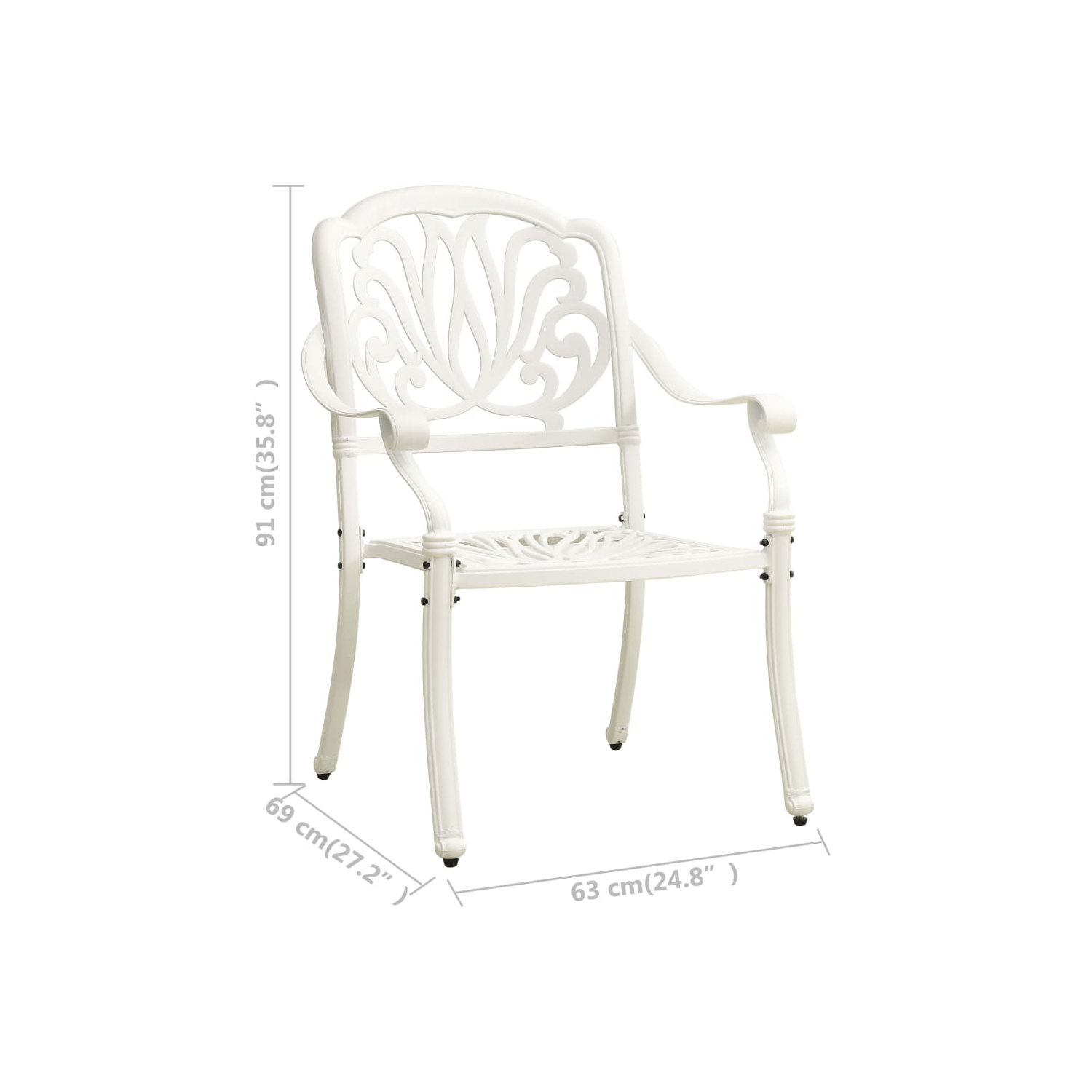 vidaXL Patio Chairs 2 pcs Cast Aluminum White