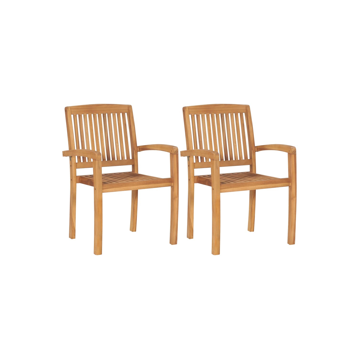 vidaXL Stacking Patio Dining Chairs 2 pcs Solid Teak Wood