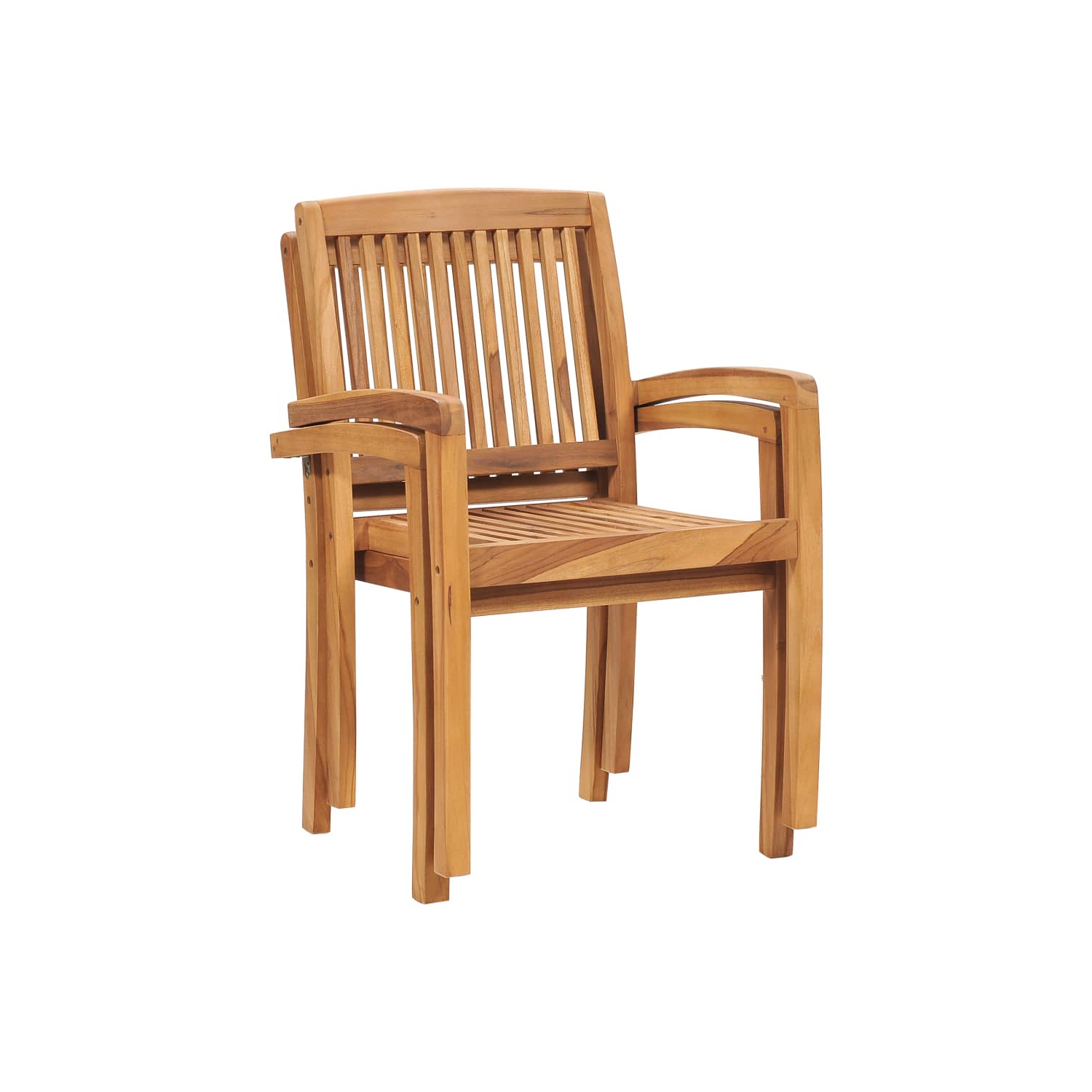 vidaXL Stacking Patio Dining Chairs 2 pcs Solid Teak Wood