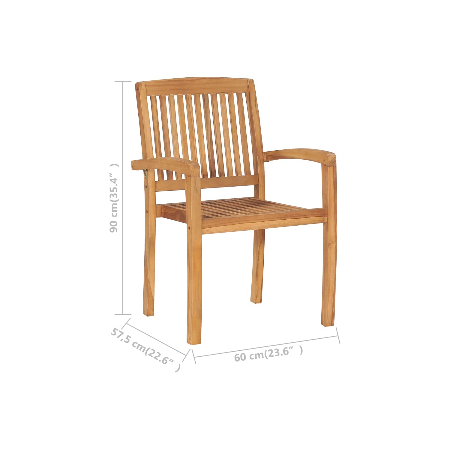 vidaXL Stacking Patio Dining Chairs 2 pcs Solid Teak Wood