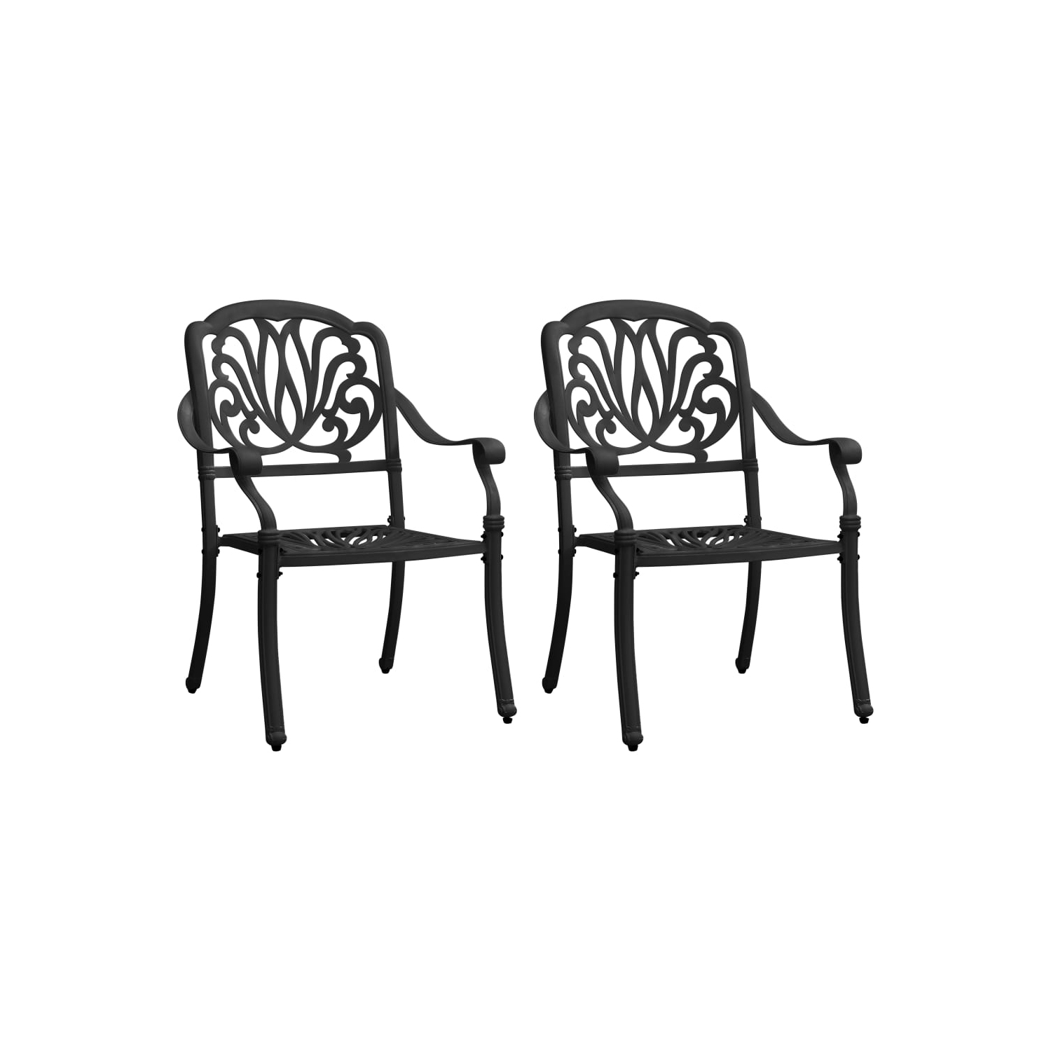 vidaXL Patio Chairs 2 pcs Cast Aluminum Black