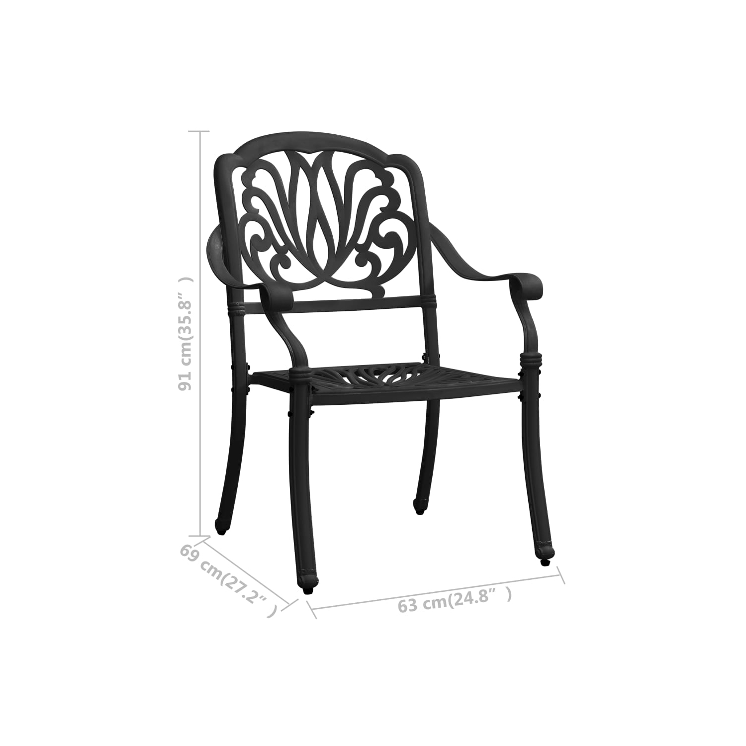 vidaXL Patio Chairs 2 pcs Cast Aluminum Black
