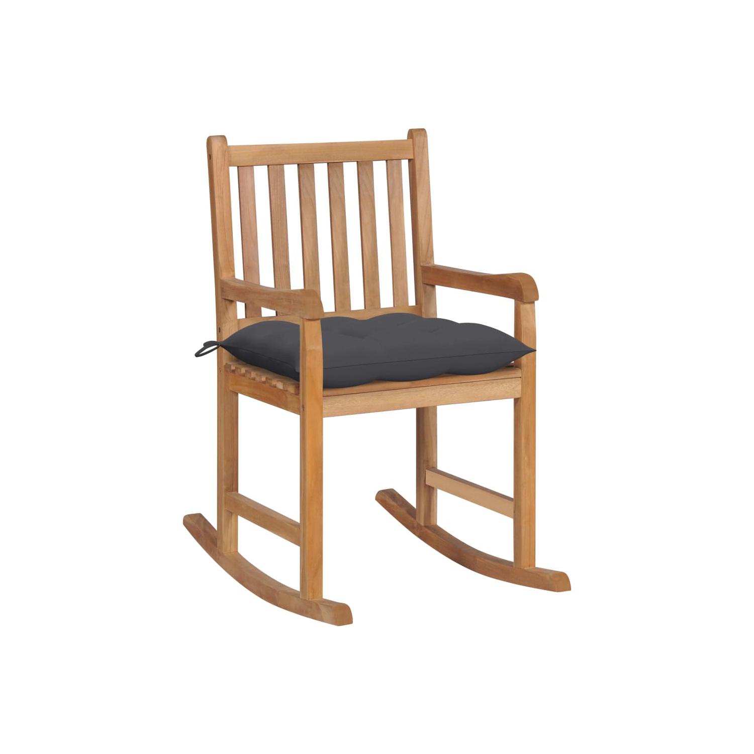 vidaXL Rocking Chair with Anthracite Cushion Solid Teak Wood