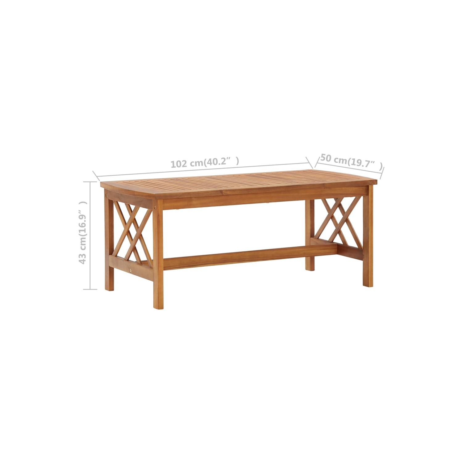 vidaXL Coffee Table 40.2"x19.7"x16.9" Solid Acacia Wood