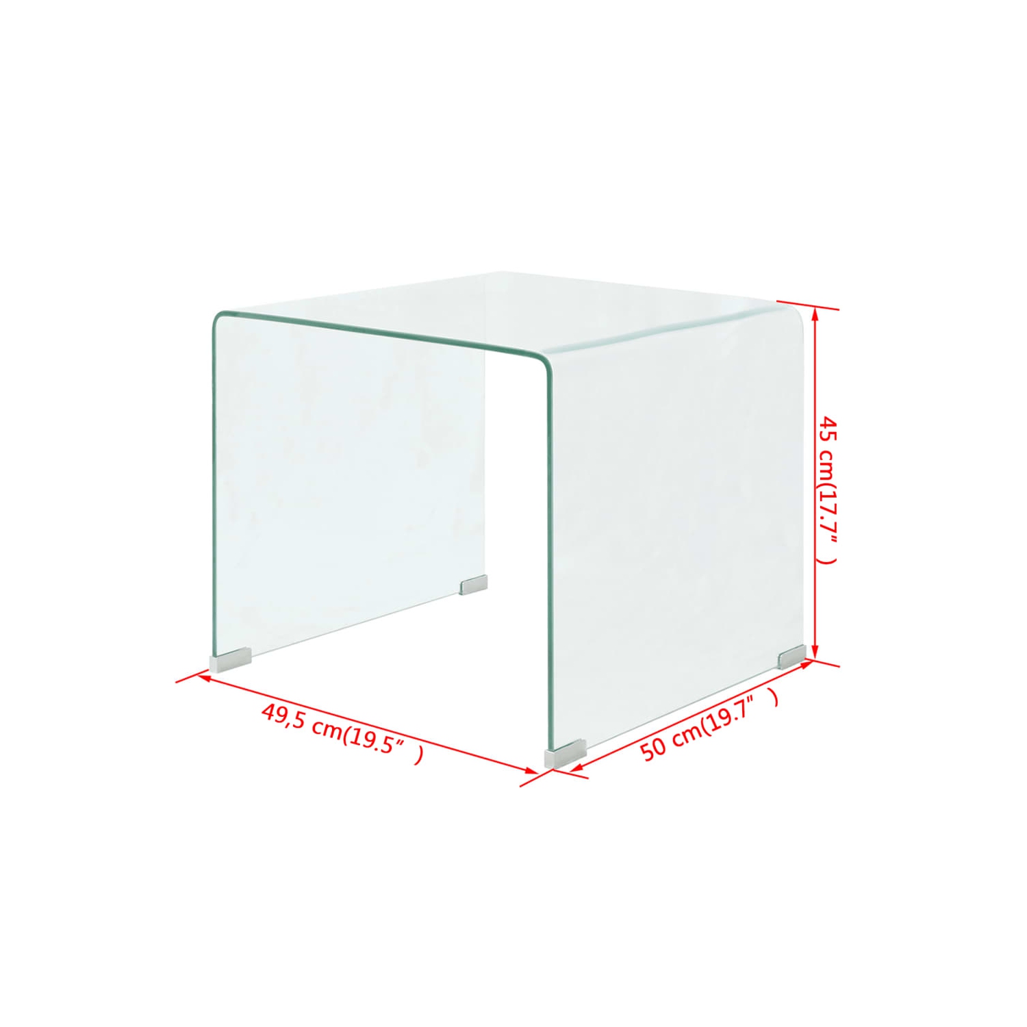 vidaXL Coffee Table Tempered Glass 19.5"x19.7"x17.7" Clear