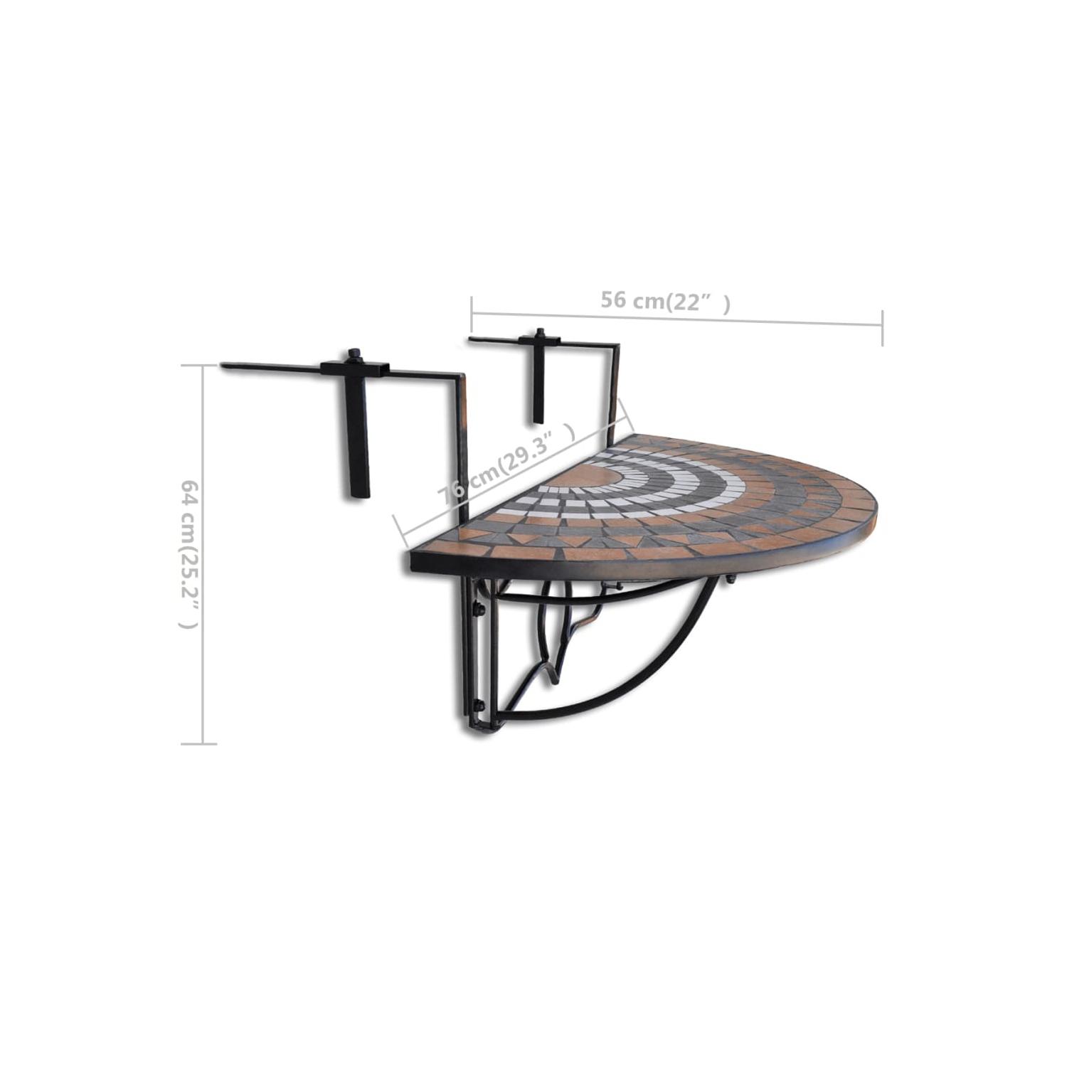 vidaXL Hanging Balcony Table Terracotta and White Mosaic