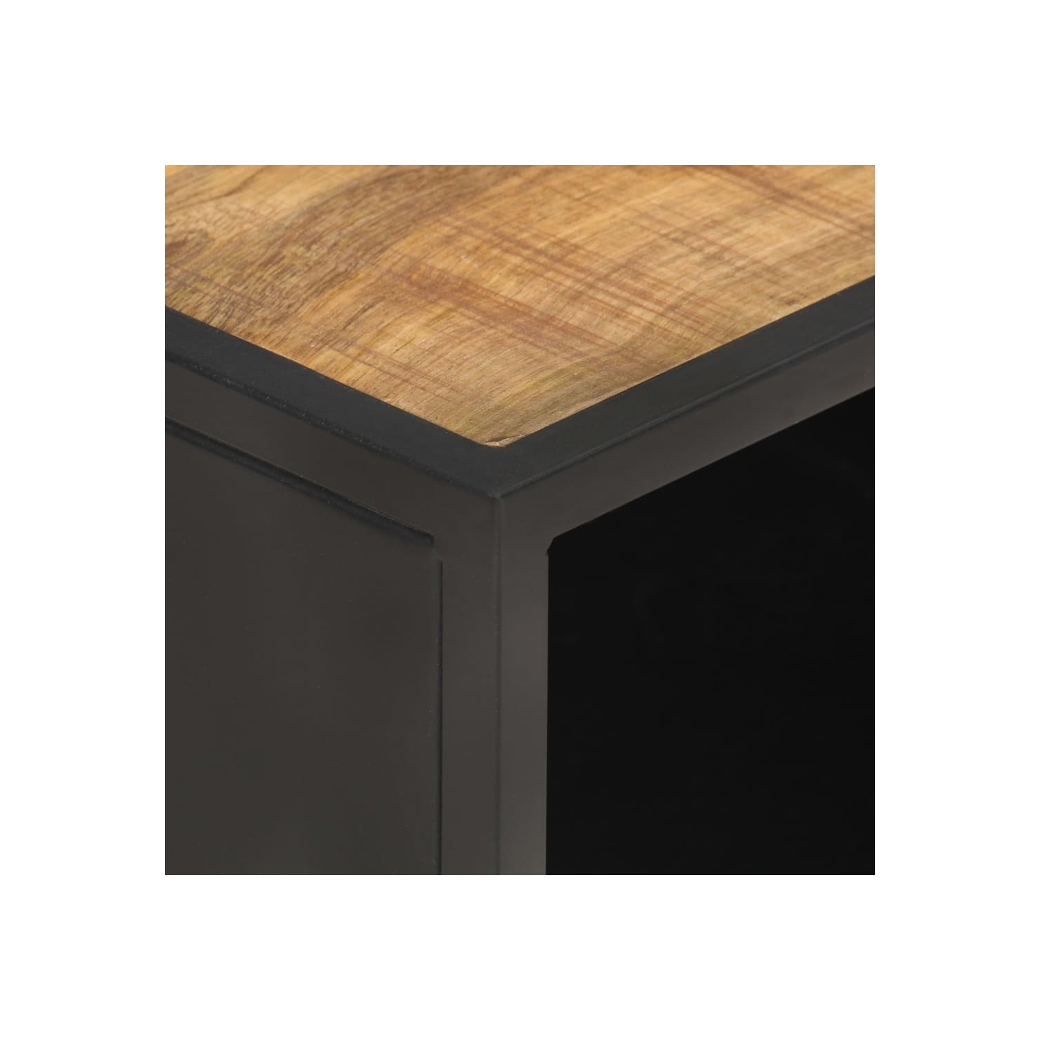 vidaXL Coffee Table 35.4"x19.7"x13.8" Rough Mango Wood and Natural Cane