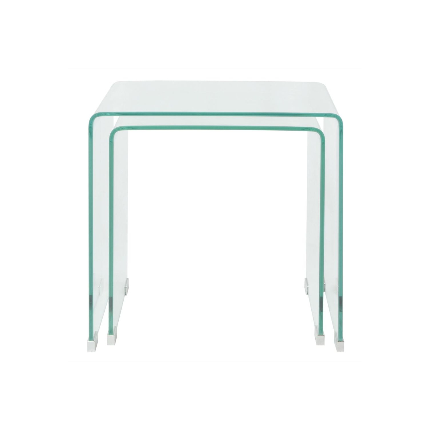 vidaXL Two Piece Nesting Table Set Tempered Glass Clear