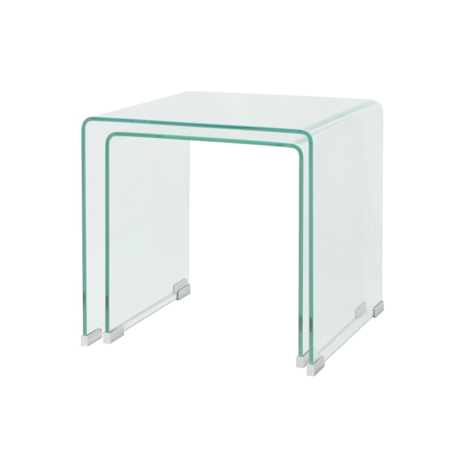vidaXL Two Piece Nesting Table Set Tempered Glass Clear