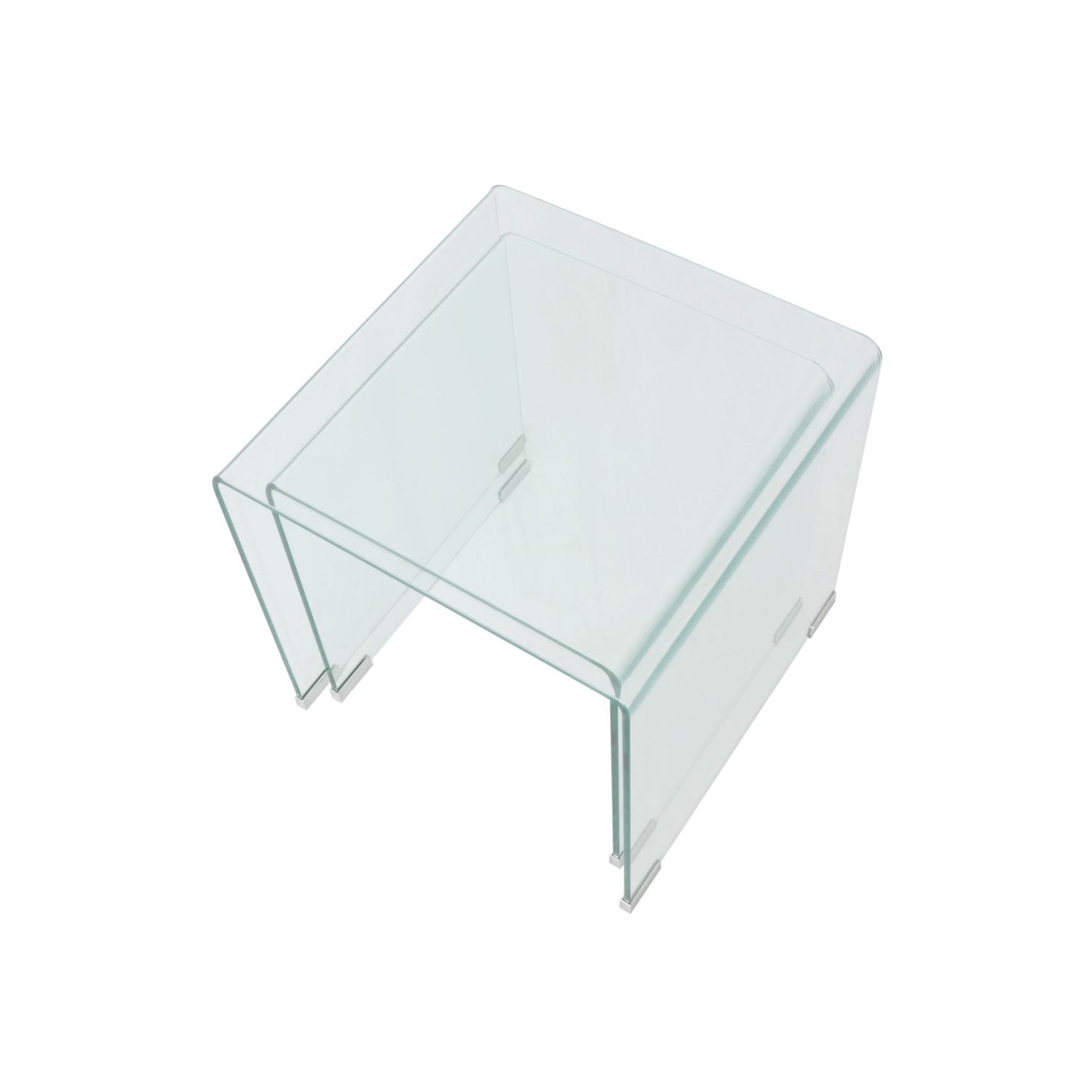 vidaXL Two Piece Nesting Table Set Tempered Glass Clear