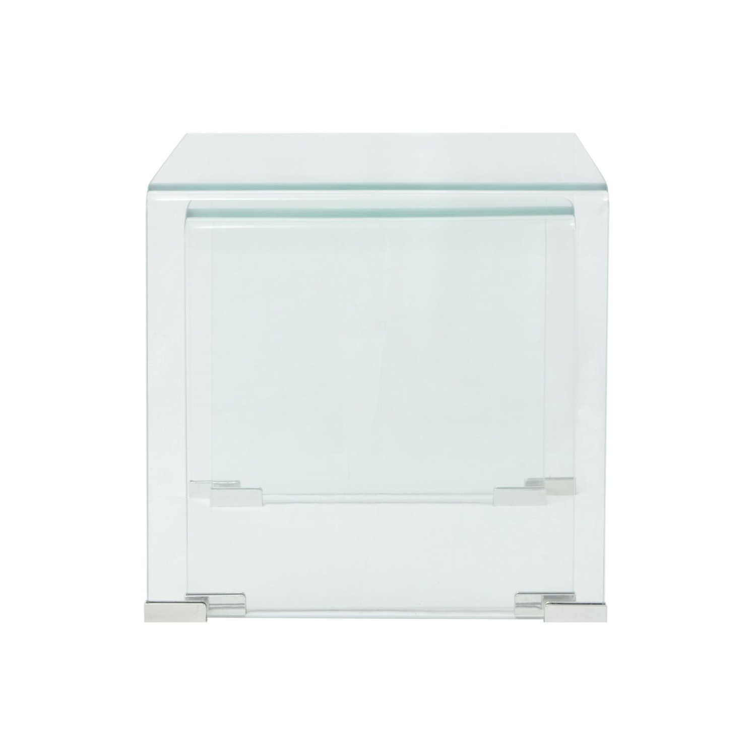 vidaXL Two Piece Nesting Table Set Tempered Glass Clear