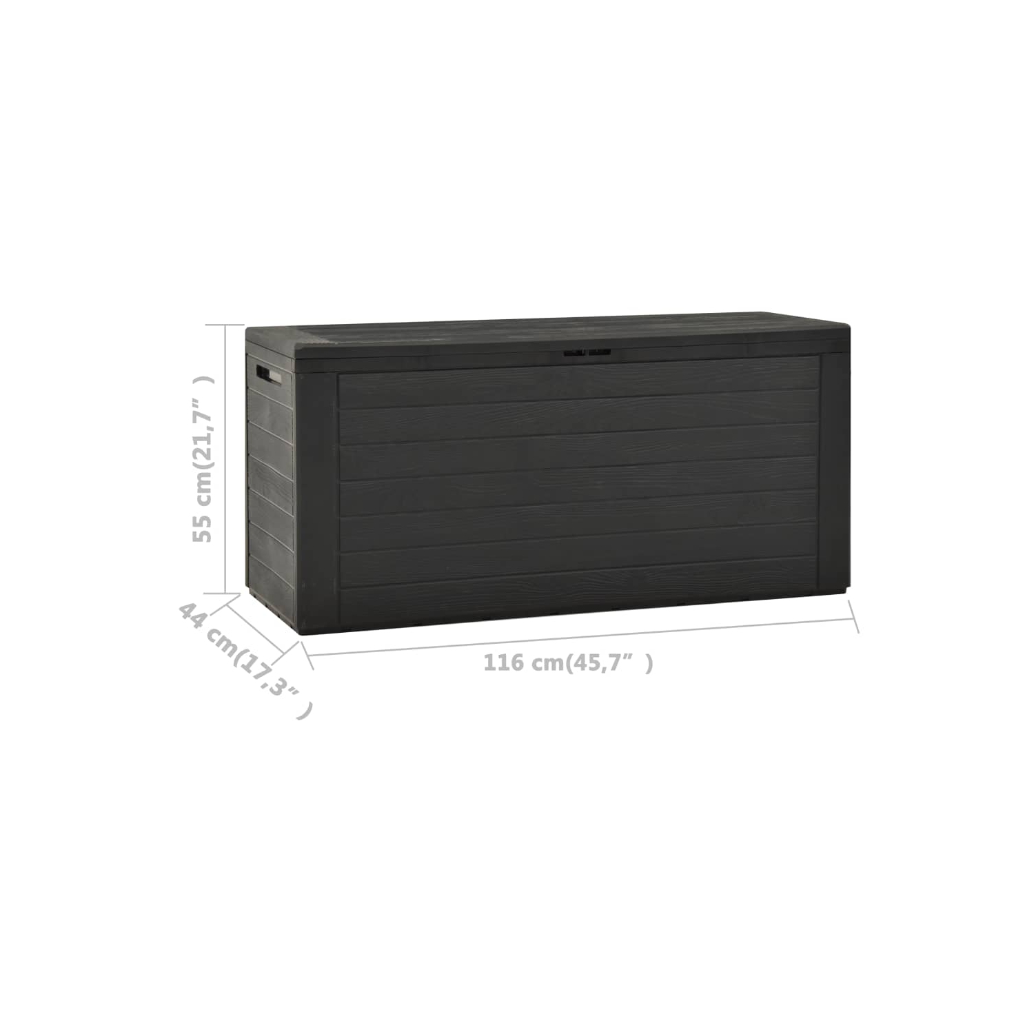 vidaXL Patio Storage Box Anthracite 45.7"x17.3"x21.7"