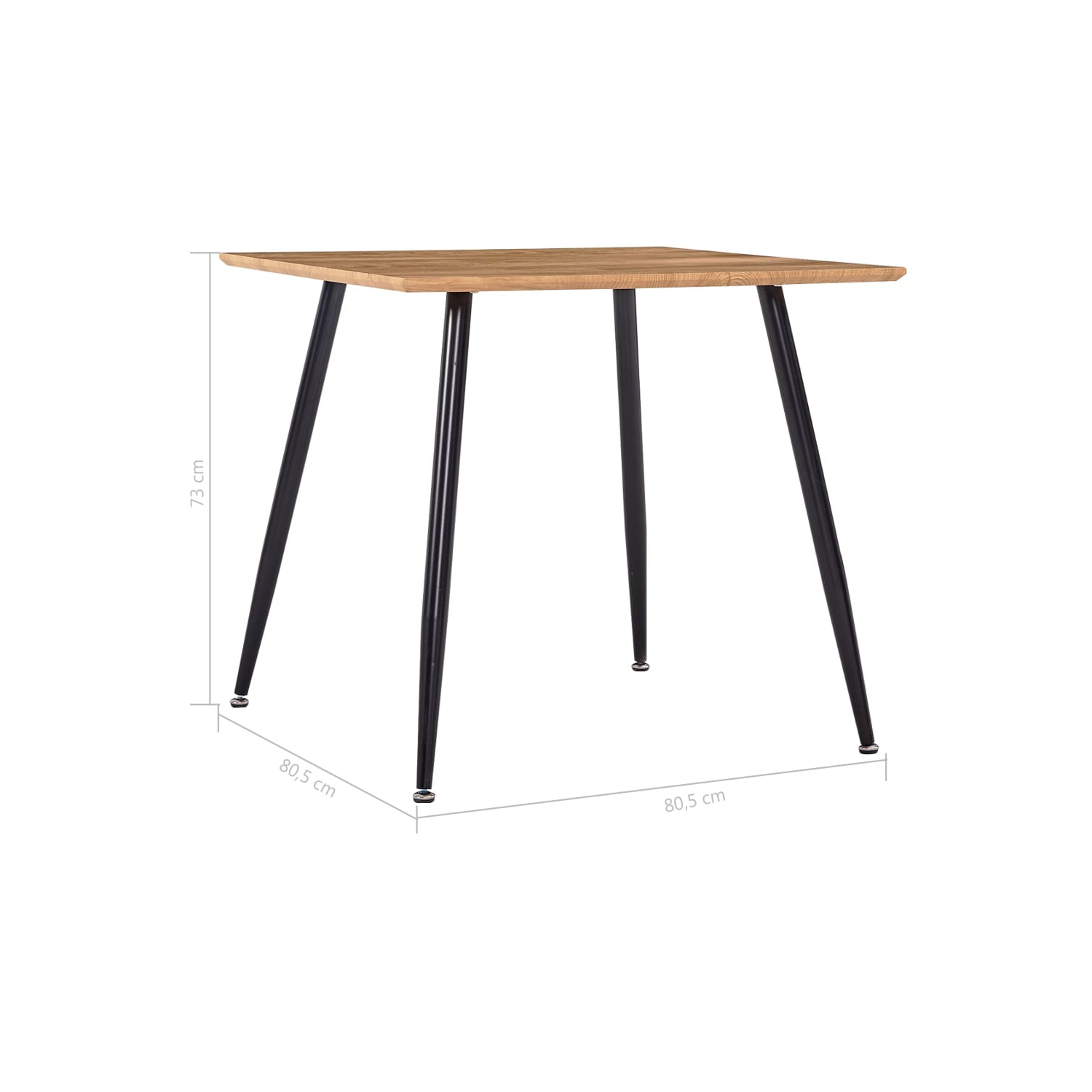 vidaXL Dining Table Oak and Black 31.7"x31.7"x28.7" MDF