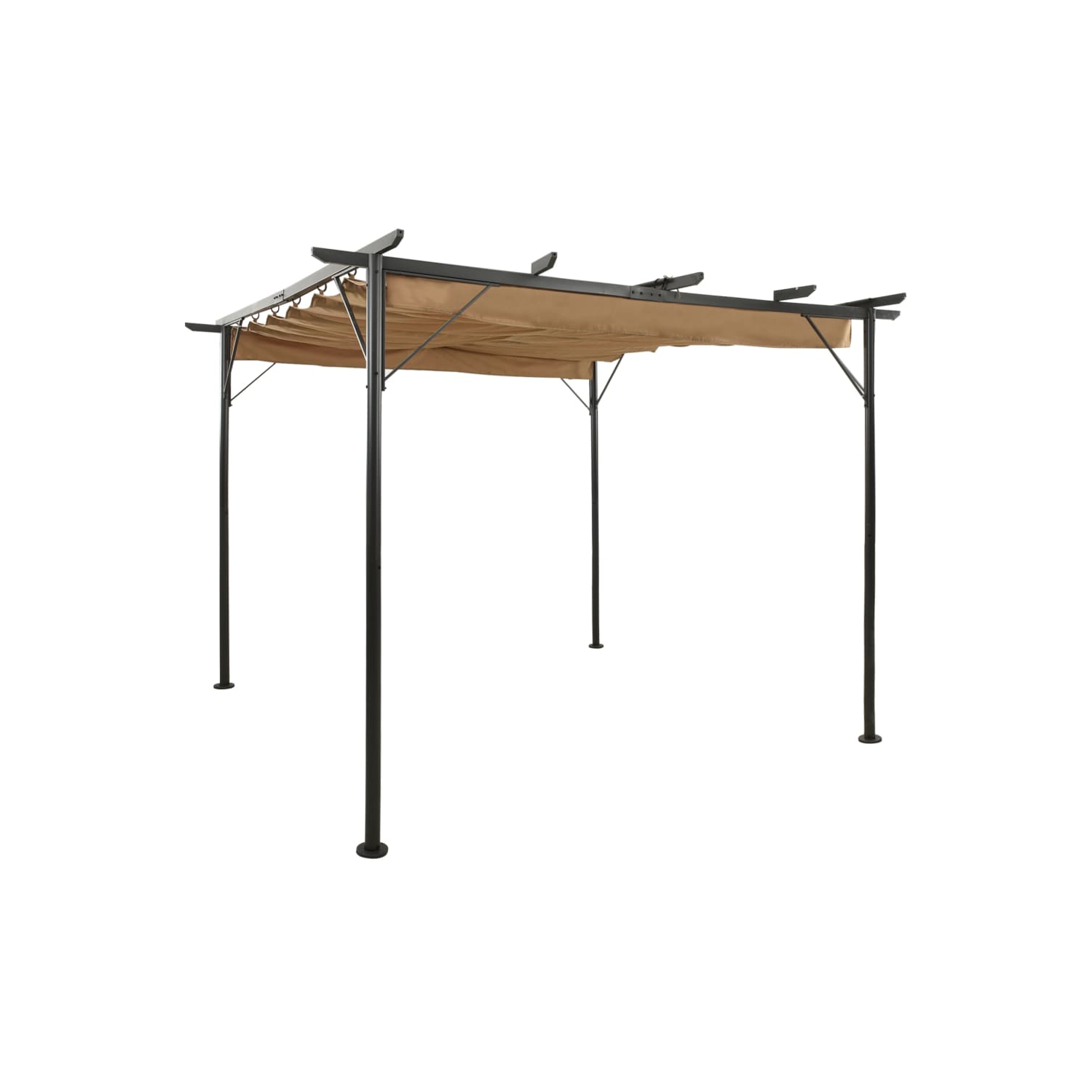 Pergola ViddaXL avec toit rétractable taupe 118.1 x 118.1 po acier 180 g/m?