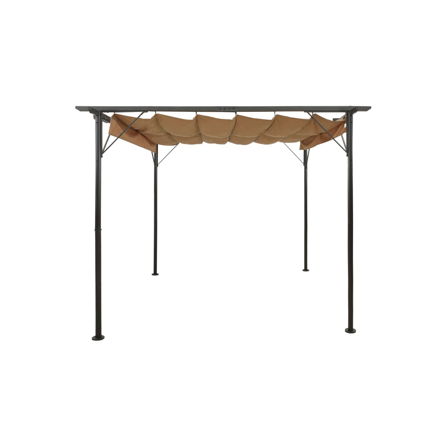 Pergola ViddaXL avec toit rétractable taupe 118.1 x 118.1 po acier 180 g/m?