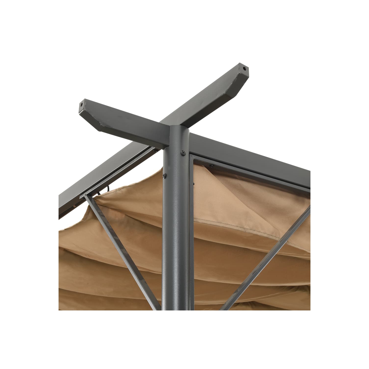 Pergola ViddaXL avec toit rétractable taupe 118.1 x 118.1 po acier 180 g/m?