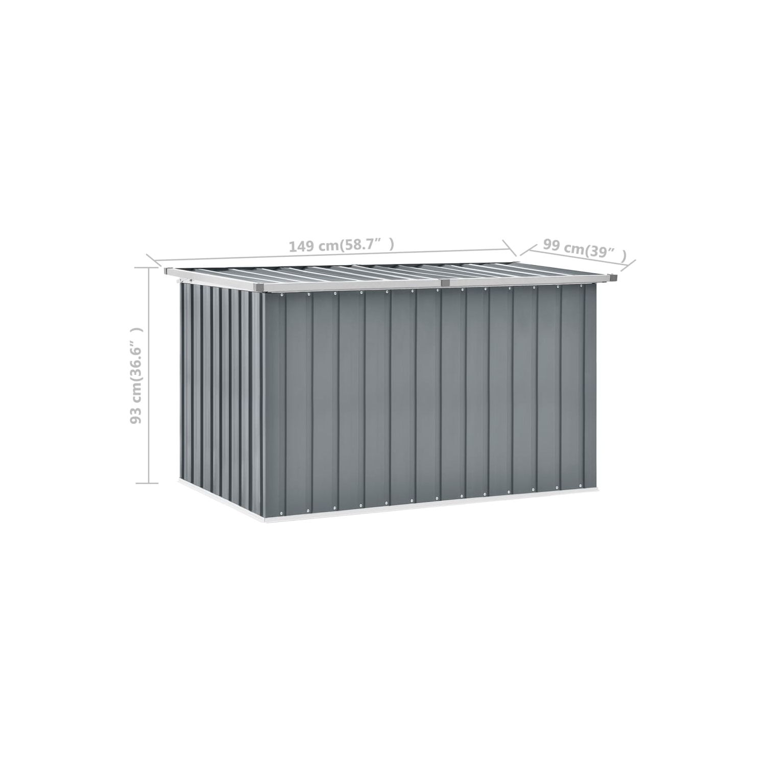 vidaXL Patio Storage Box Gray 58.7"x39"x36.6"