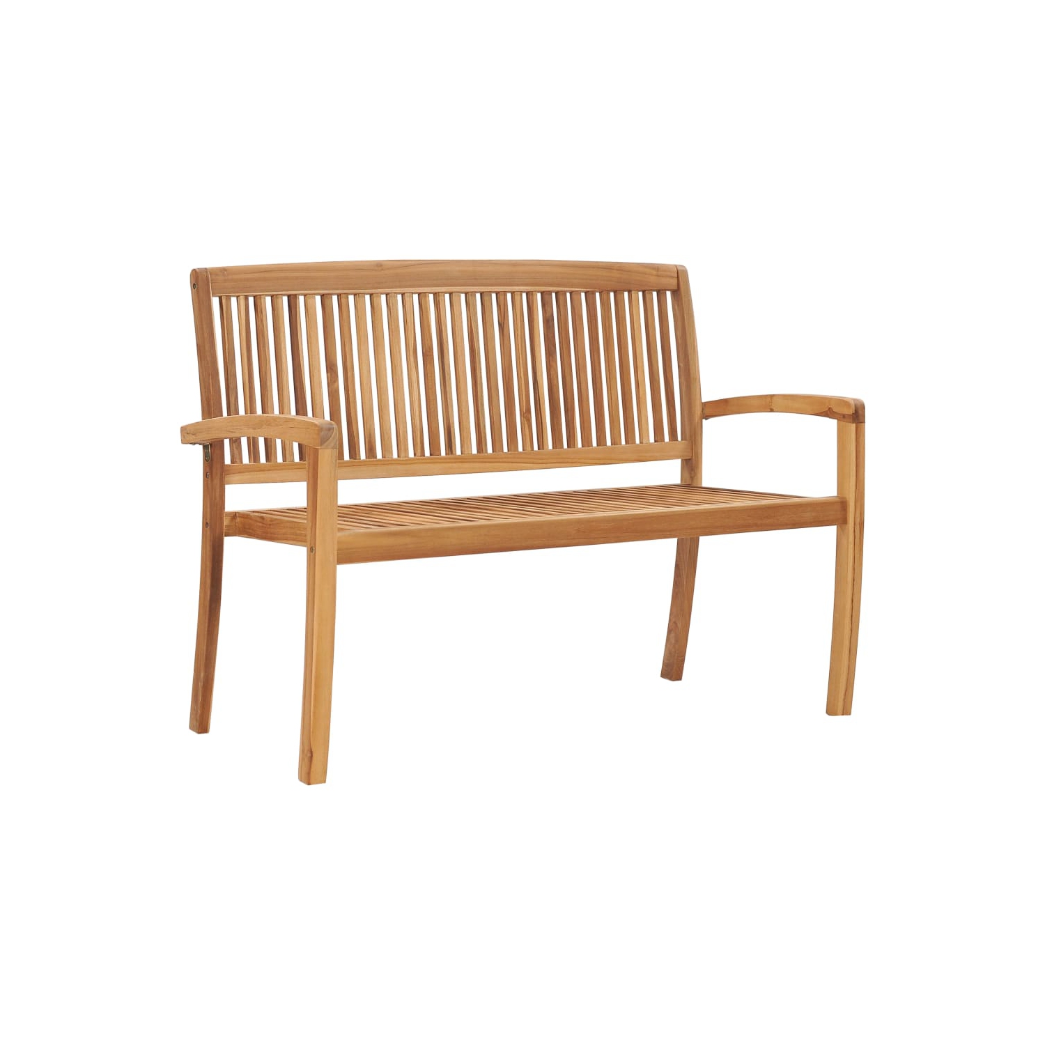 vidaXL Stacking Patio Bench with Cushion 50.6" Solid Teak Wood