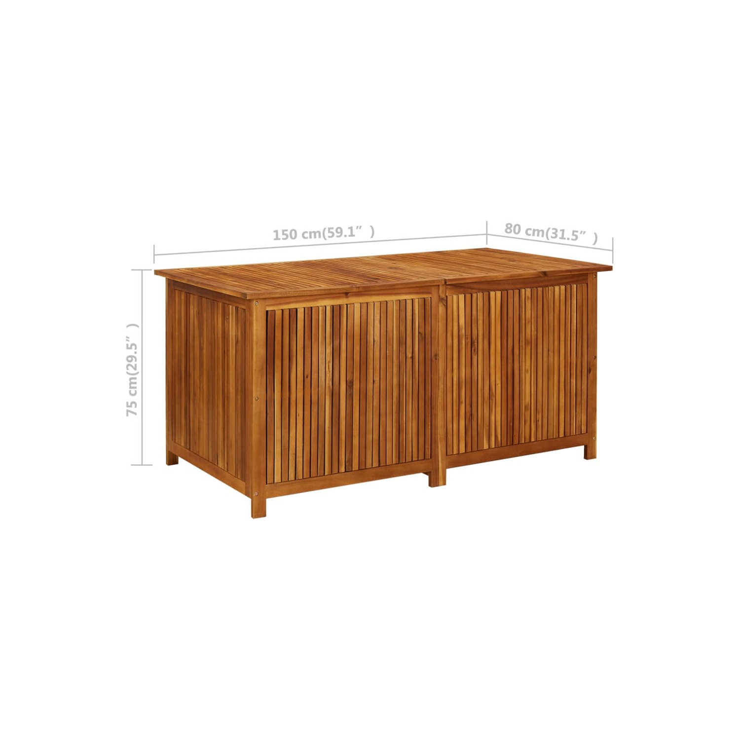 vidaXL Patio Storage Box 59"x31.4"x29.5" Solid Acacia Wood