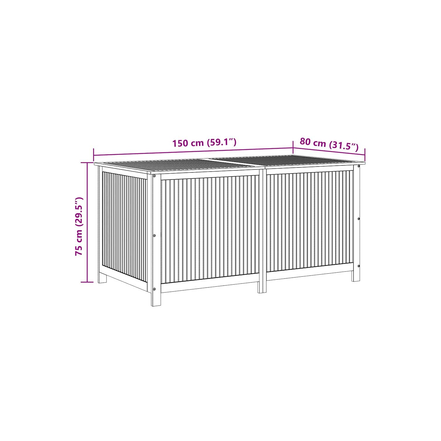 vidaXL Patio Storage Box 59"x31.4"x29.5" Solid Acacia Wood