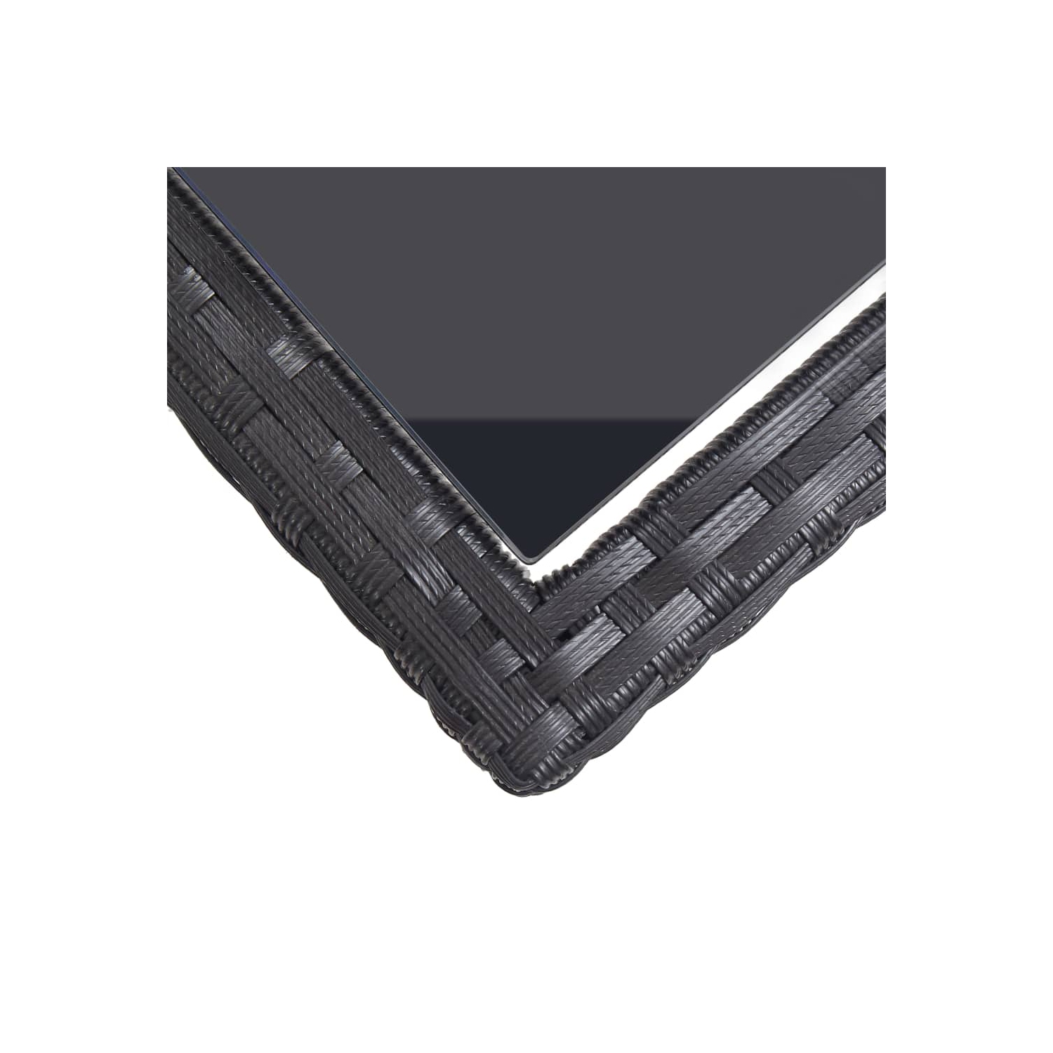 vidaXL Patio Table Black 43.3"x20.9"x28.3" Glass and Poly Rattan