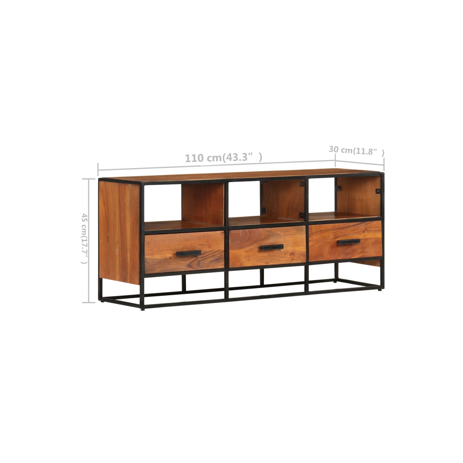 vidaXL TV Cabinet 43.3"x11.8"x17.7" Solid Acacia Wood