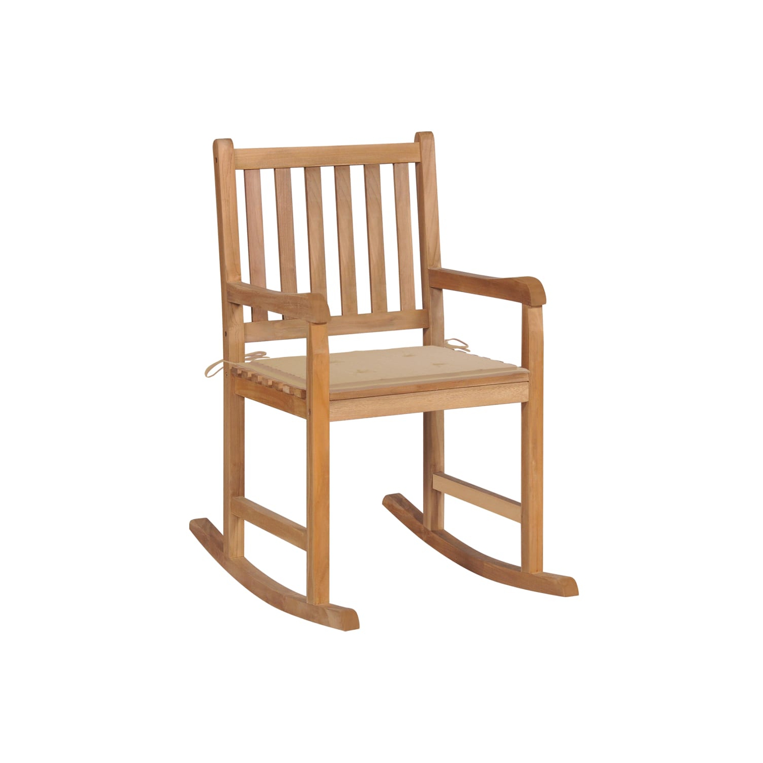 vidaXL Rocking Chair with Beige Cushion Solid Teak Wood