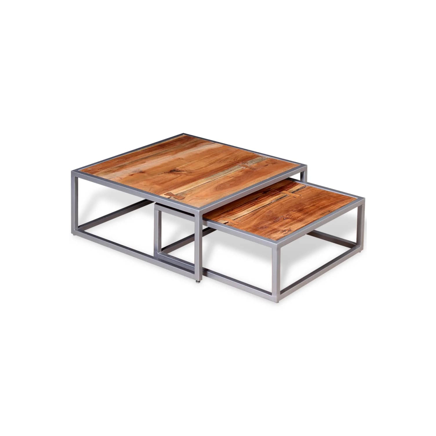 vidaXL Two Piece Coffee Table Set Solid Acacia Wood
