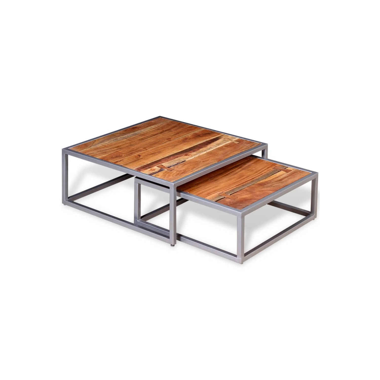 vidaXL Two Piece Coffee Table Set Solid Acacia Wood