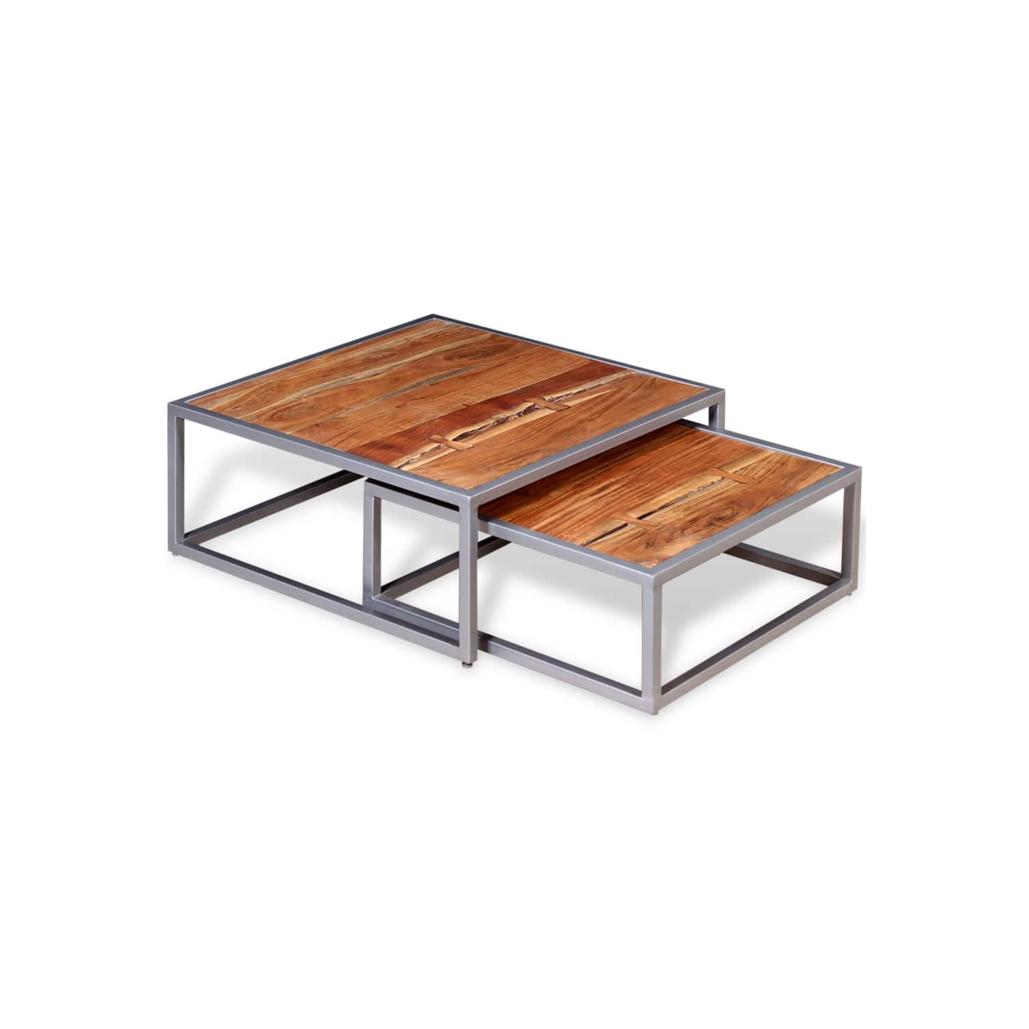 vidaXL Two Piece Coffee Table Set Solid Acacia Wood