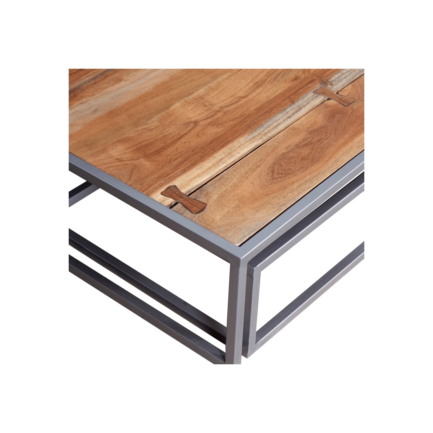 vidaXL Two Piece Coffee Table Set Solid Acacia Wood