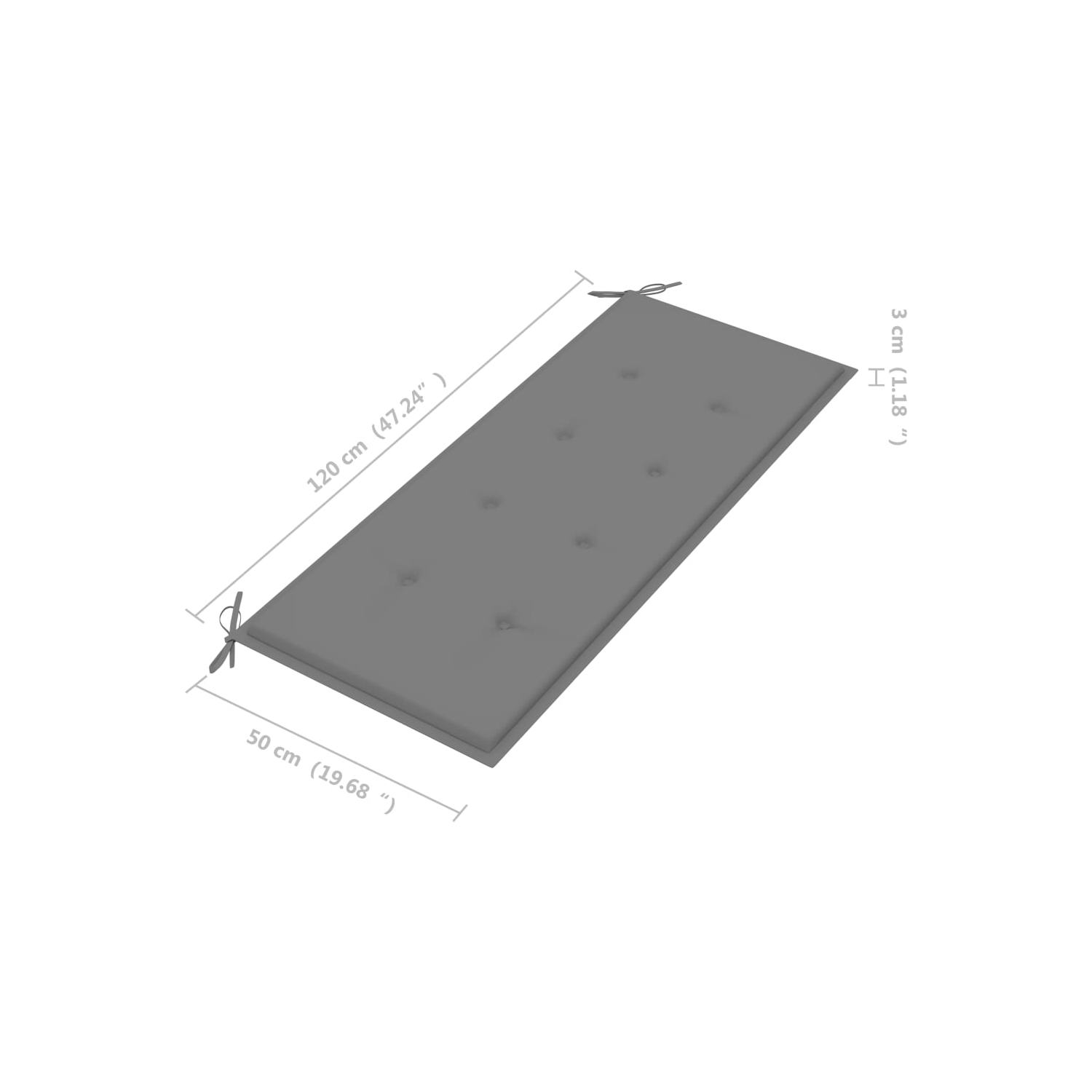 vidaXL Stacking Patio Bench with Cushion 50.6" Solid Teak Wood