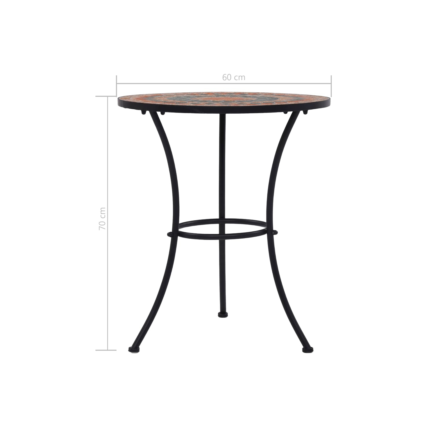 Table bistro à motif de mosaïque orange/gris de 23.6 po en céramique VidaXL