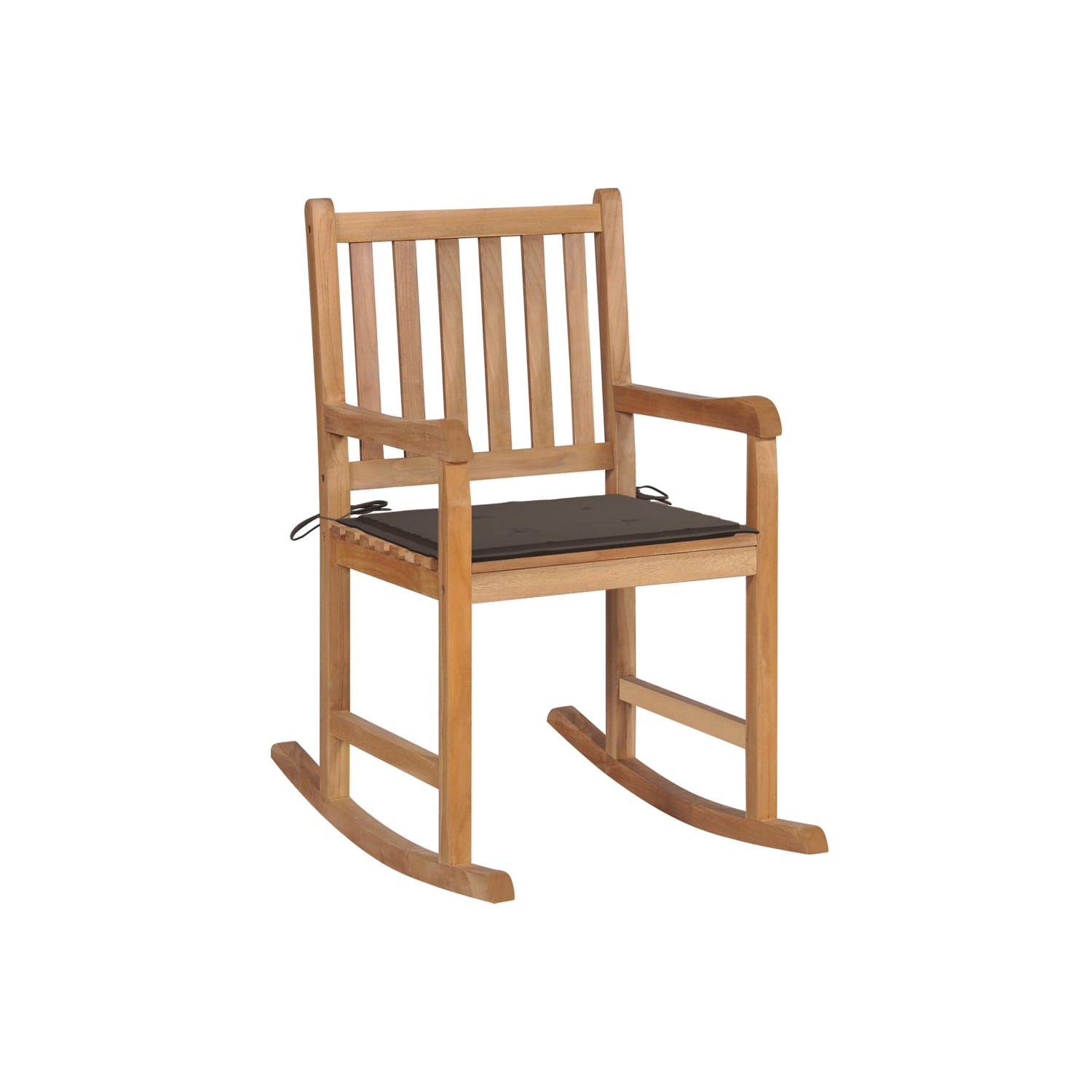 vidaXL Rocking Chair with Taupe Cushion Solid Teak Wood