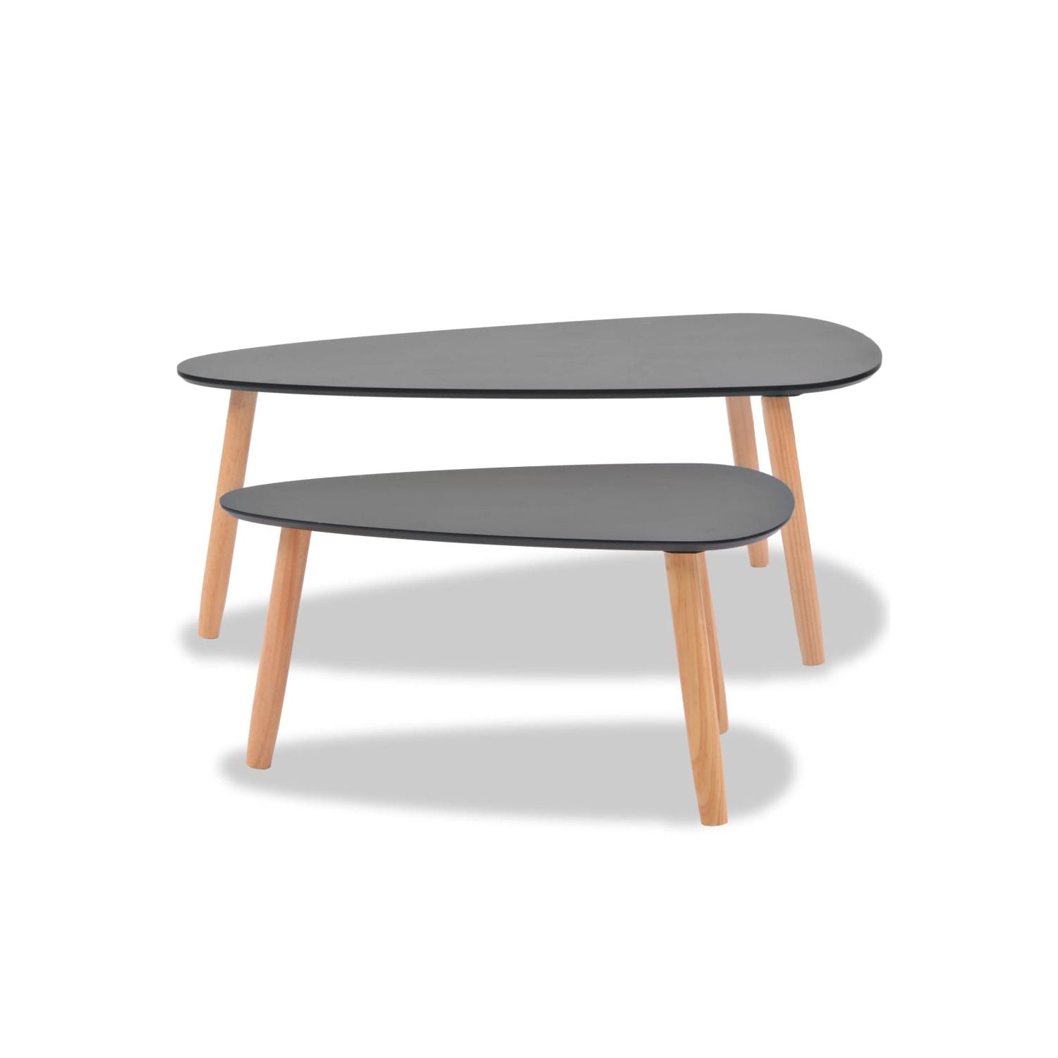 vidaXL Coffee Table Set 2 Pieces Solid Pinewood Black