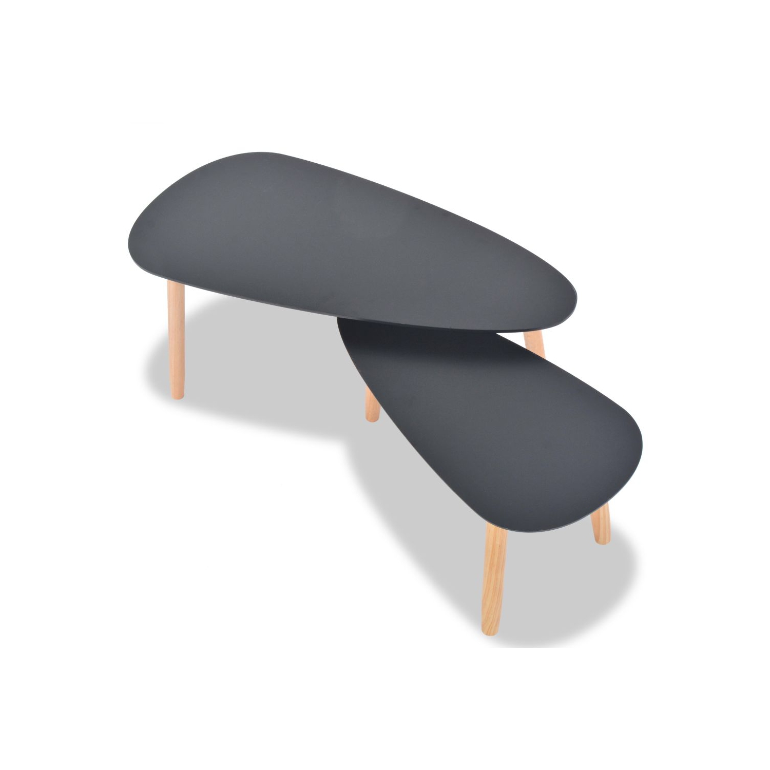 vidaXL Coffee Table Set 2 Pieces Solid Pinewood Black