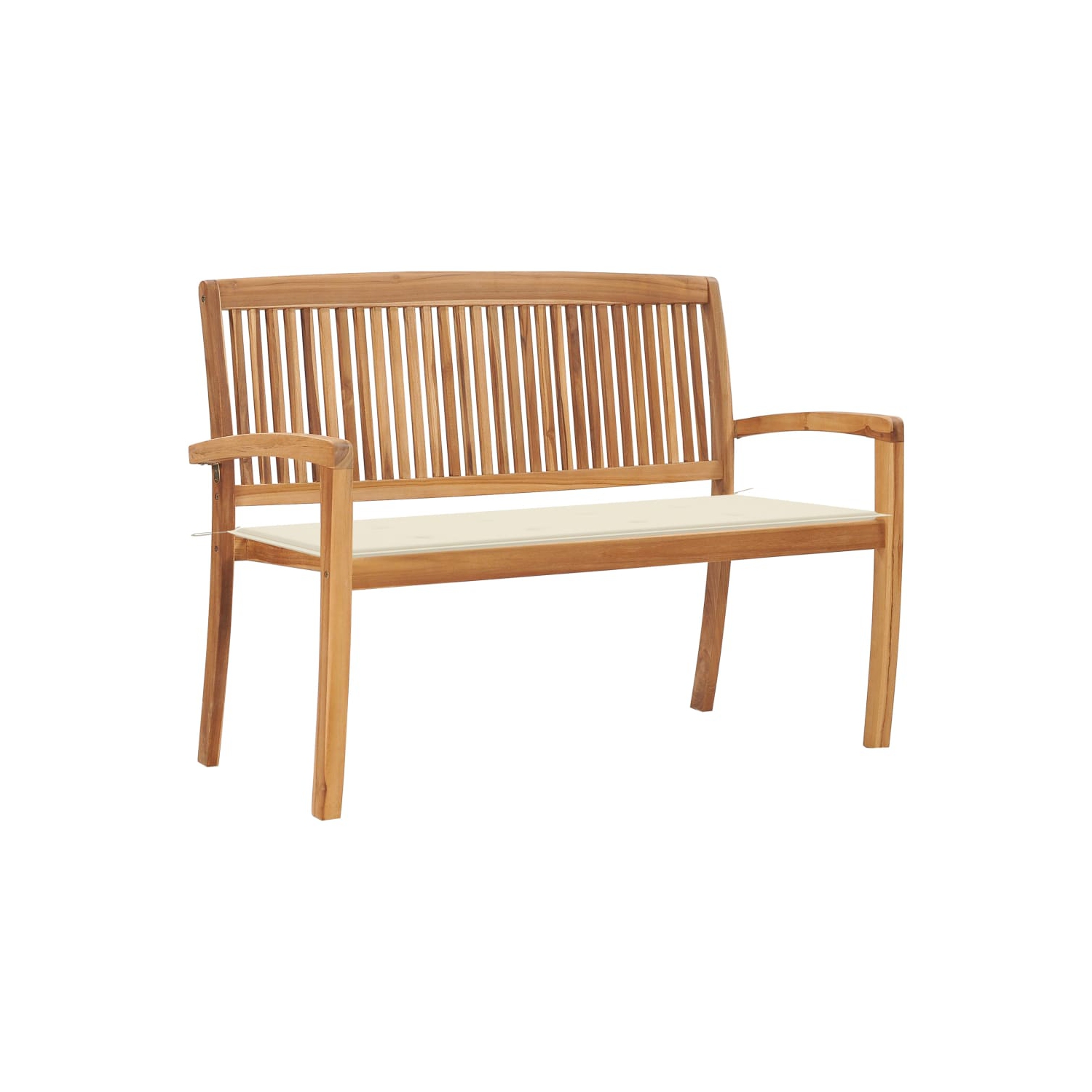 vidaXL Stacking Patio Bench with Cushion 50.6" Solid Teak Wood