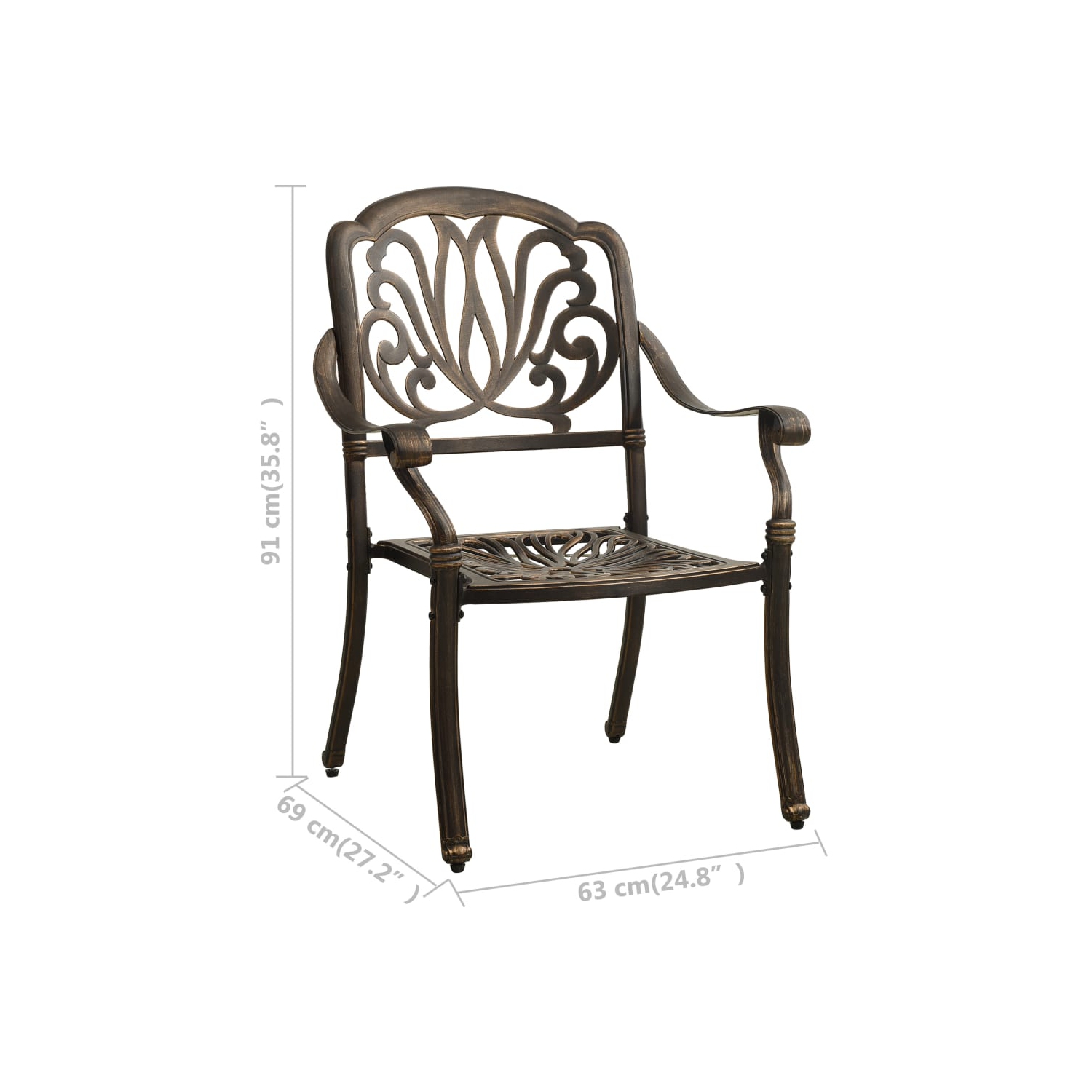 vidaXL Patio Chairs 2 pcs Cast Aluminum Bronze