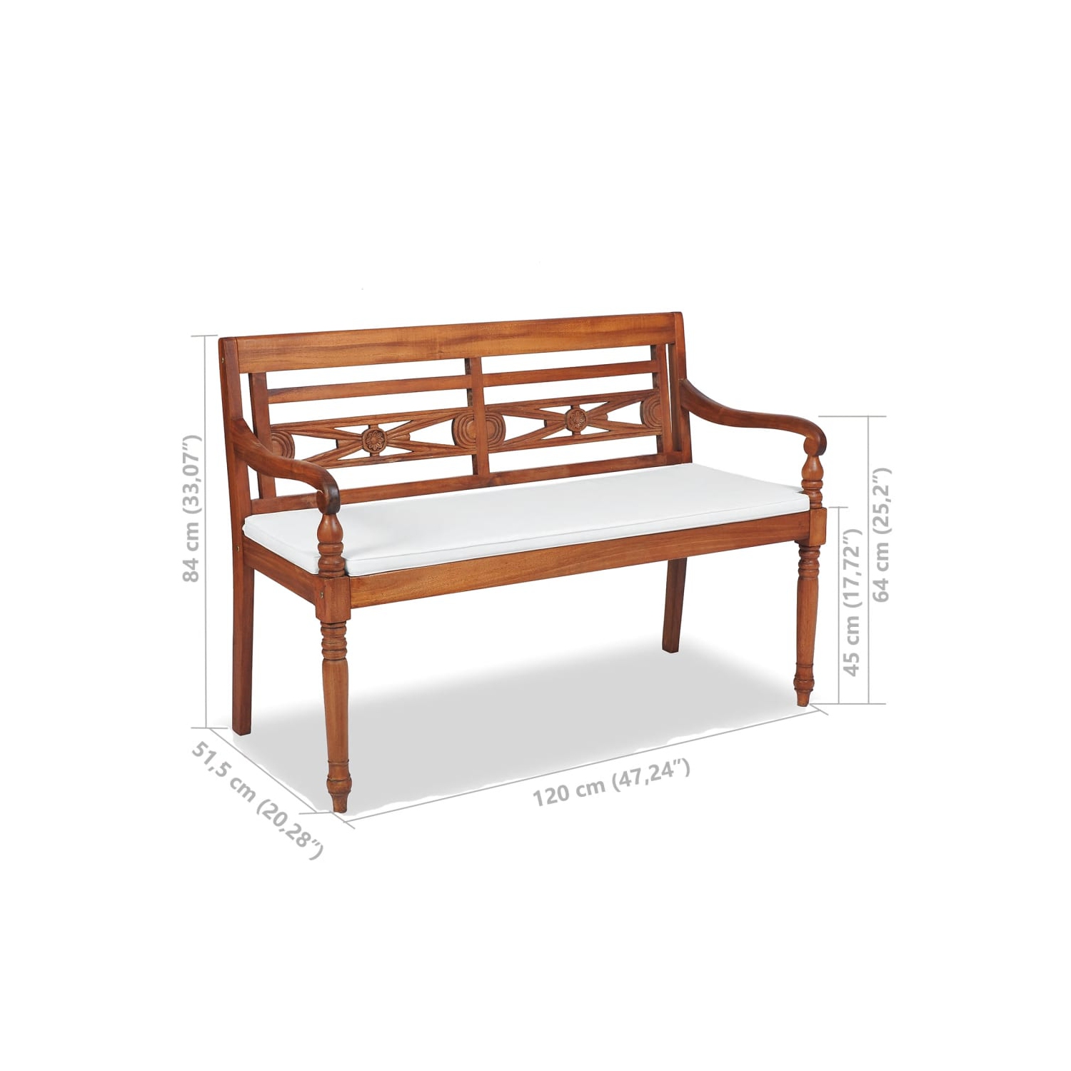 vidaXL 4 Piece Patio Lounge Set with Cushions Solid Teak Wood