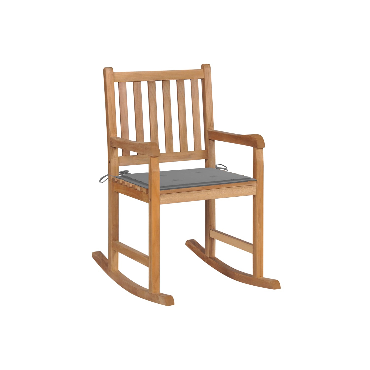 vidaXL Rocking Chair with Gray Cushion Solid Teak Wood