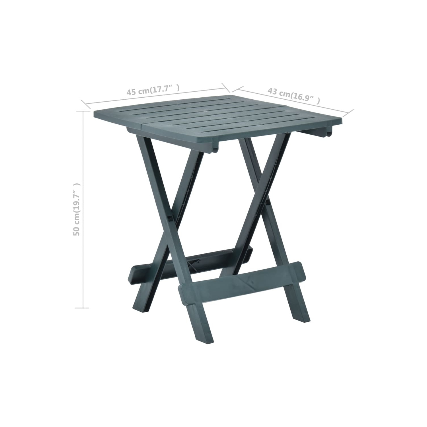 Table de jardin pliante vert vidaXL de 17.7 x 16,9 x 19,7 po