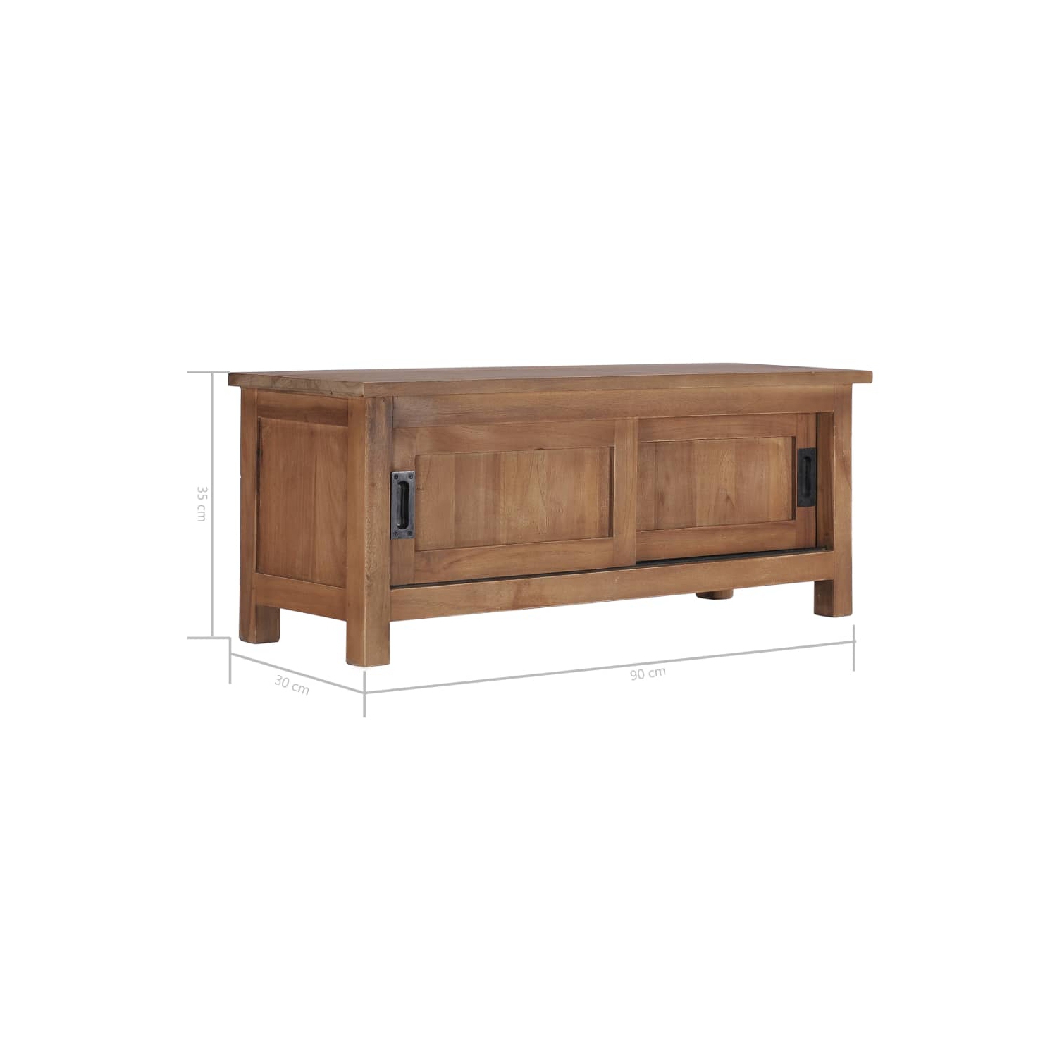vidaXL TV Cabinet 35.4"x11.8"x13.8" Solid Teak Wood