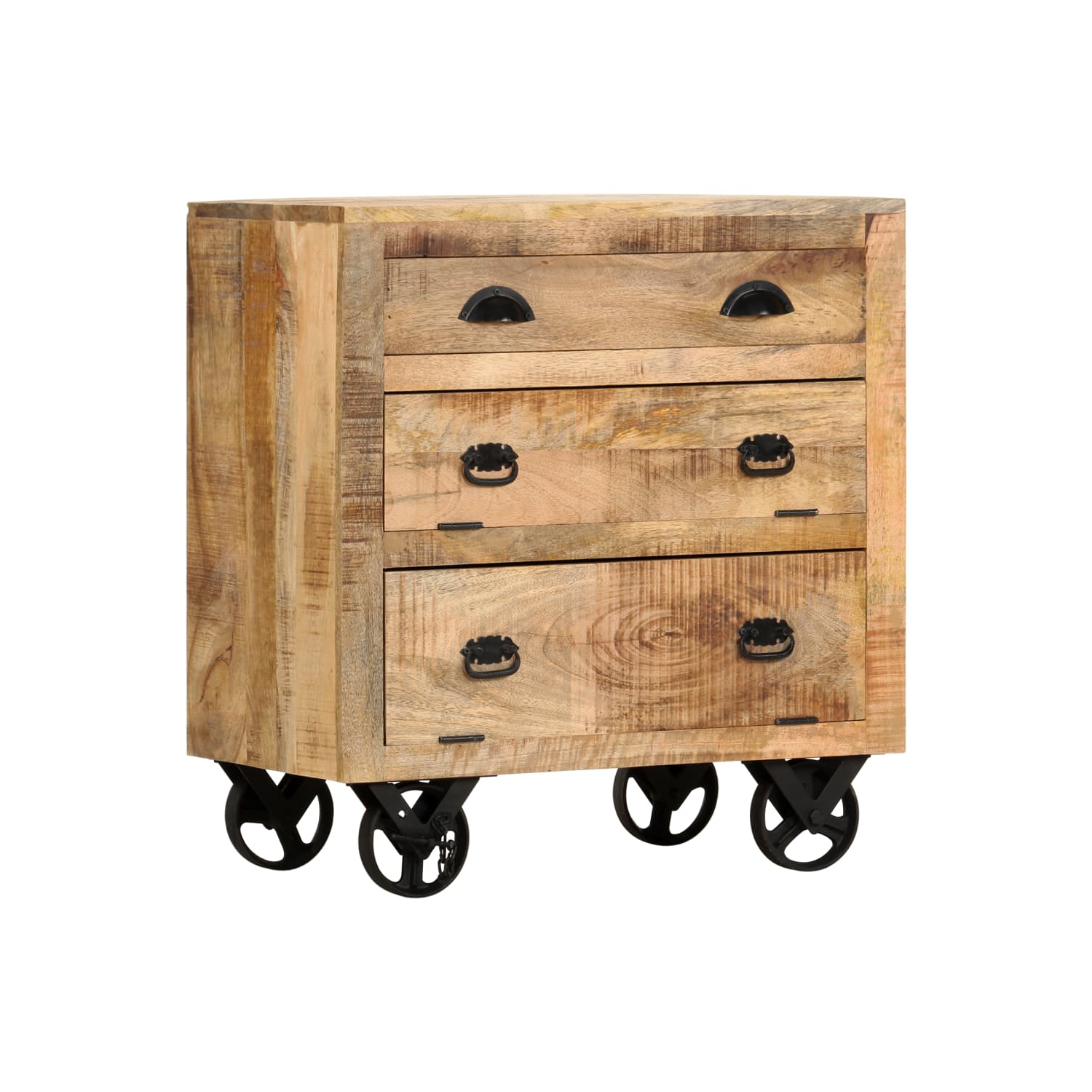 vidaXL Side Cabinet with Wheel 27.6"x15.7"x29.5" Solid Mango Wood