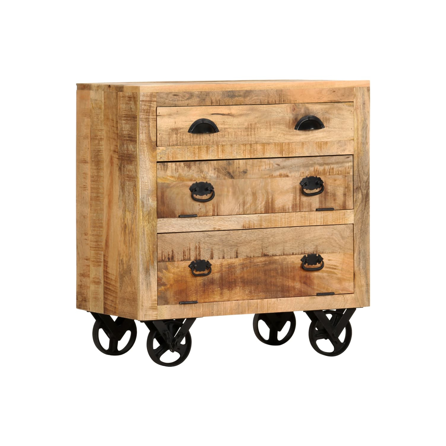 vidaXL Side Cabinet with Wheel 27.6"x15.7"x29.5" Solid Mango Wood